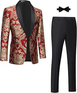 Tuxedo Suits for Men 2 Piece Regular Fit Suit Floral Blazer Jacket Waistcoat Pants Men Suit Set for Wedding Prom