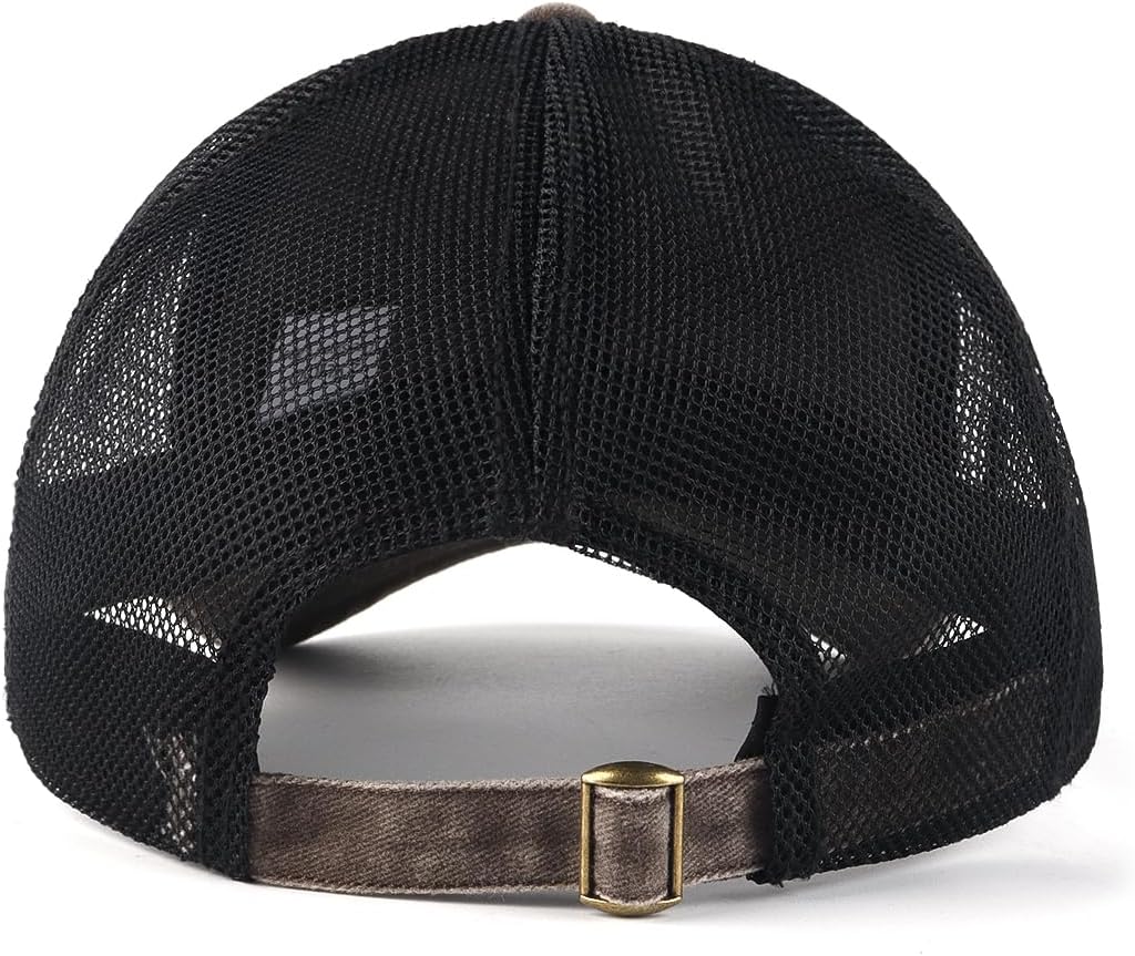 Zylioo XXL Oversize Washed Trucker Cap,Adjustable Mesh Trucker Hats,Soft Crown Running Hat for Big Heads