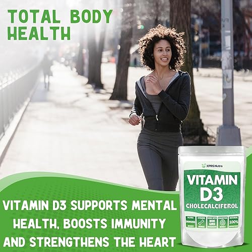 Miniatura 3 de XPRS Nutra Vitamina D3 en polvo (colecalciferol) - VIT D sin sabor para huesos e inmunidad - Vitamina para la función muscular - Suplementos de