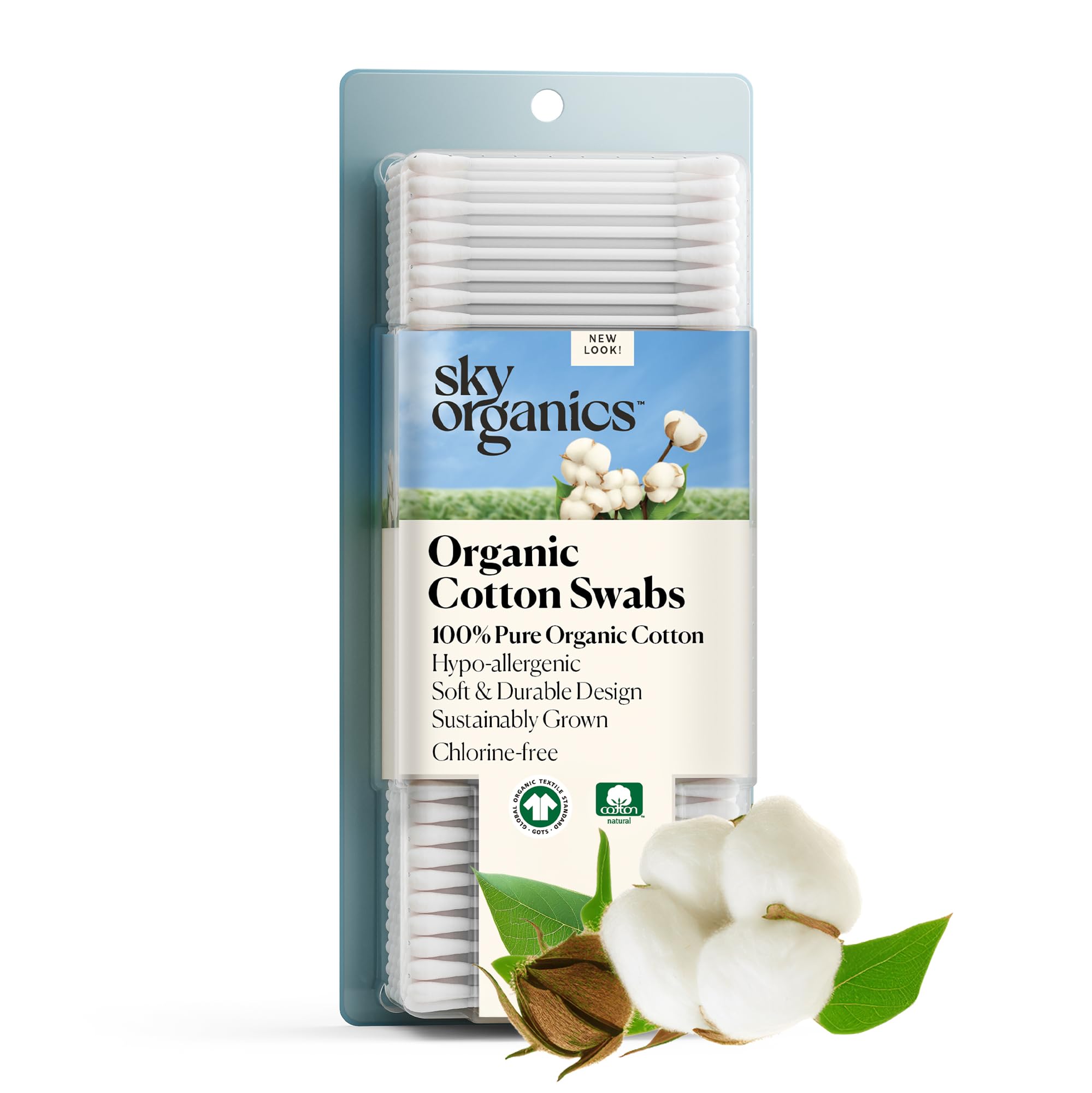 Organic Cotton Swabs by Sky Organics (375 ct.) Natural Cotton Buds, Cruelty-Free Cotton Swabs, Biodegradable, All Natural Cotton Swabs, Chlorine-Free Hypoallergenic Cotton Swabs (1 Pack)