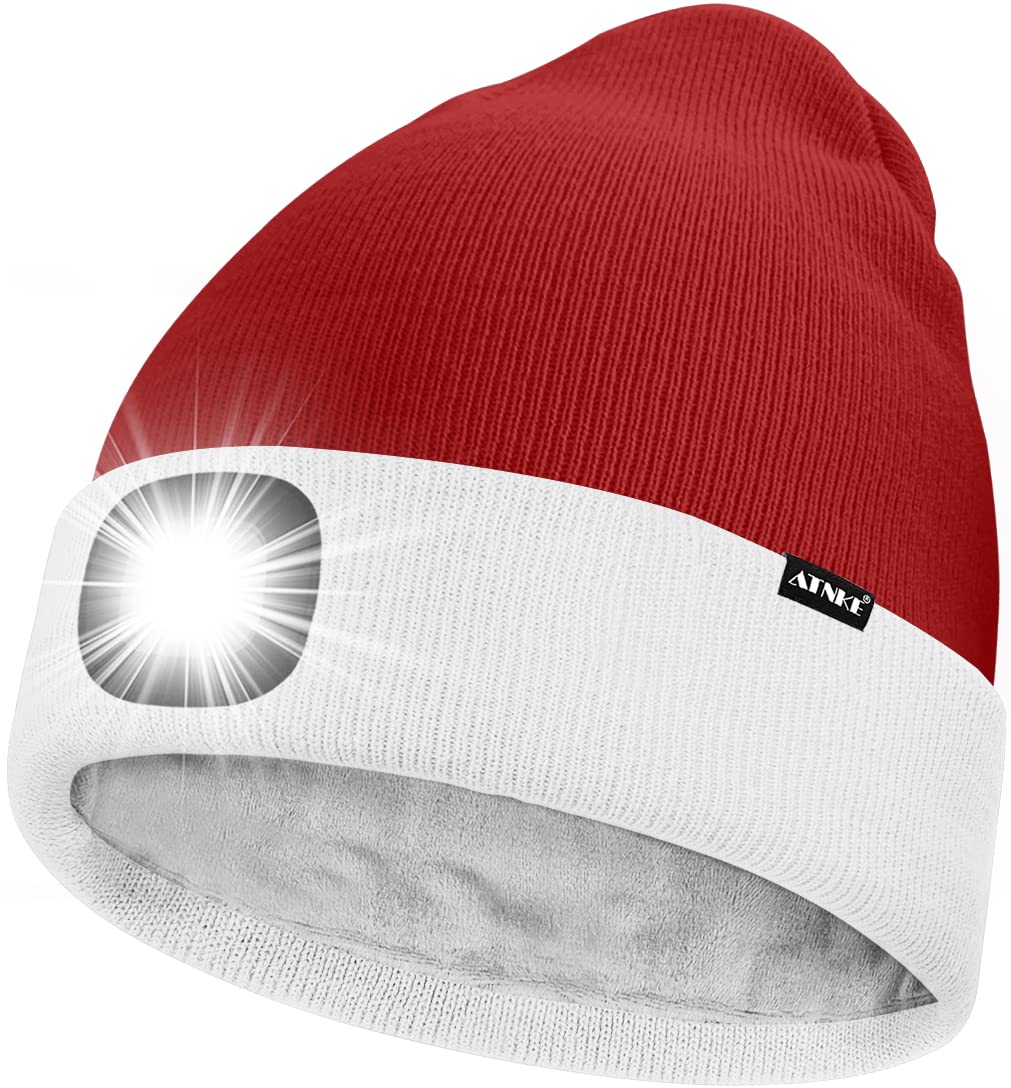 Bonnet LED Enfant USB Rechargeable - 4 LED Frontales Mains Libres - Bonnet Chaud Hiver Pour Garçons Filles