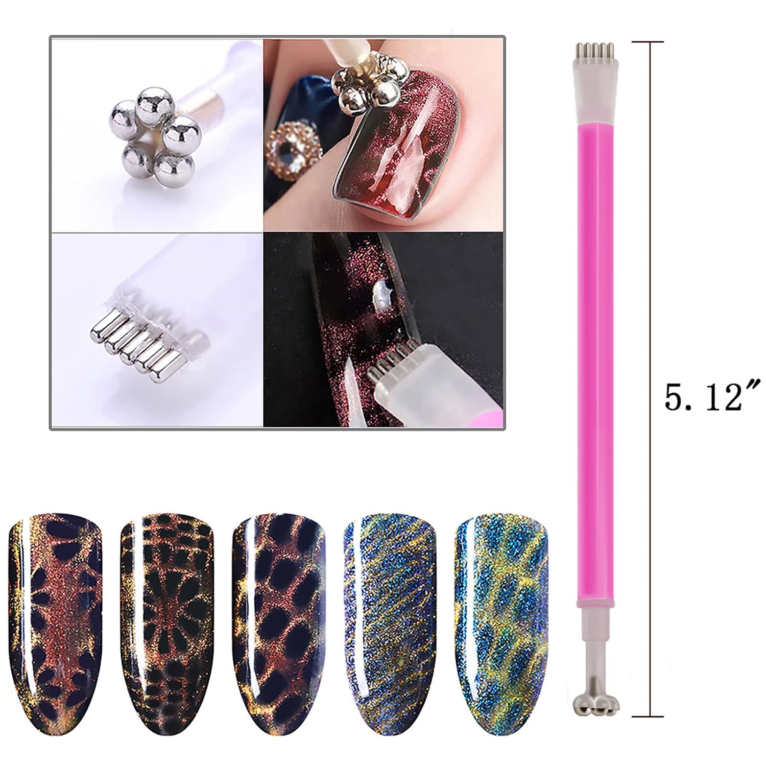KAAGEE 15Pcs Cat Eye Nail Magnets - Double Ended Wand for Magnetic Nail Art