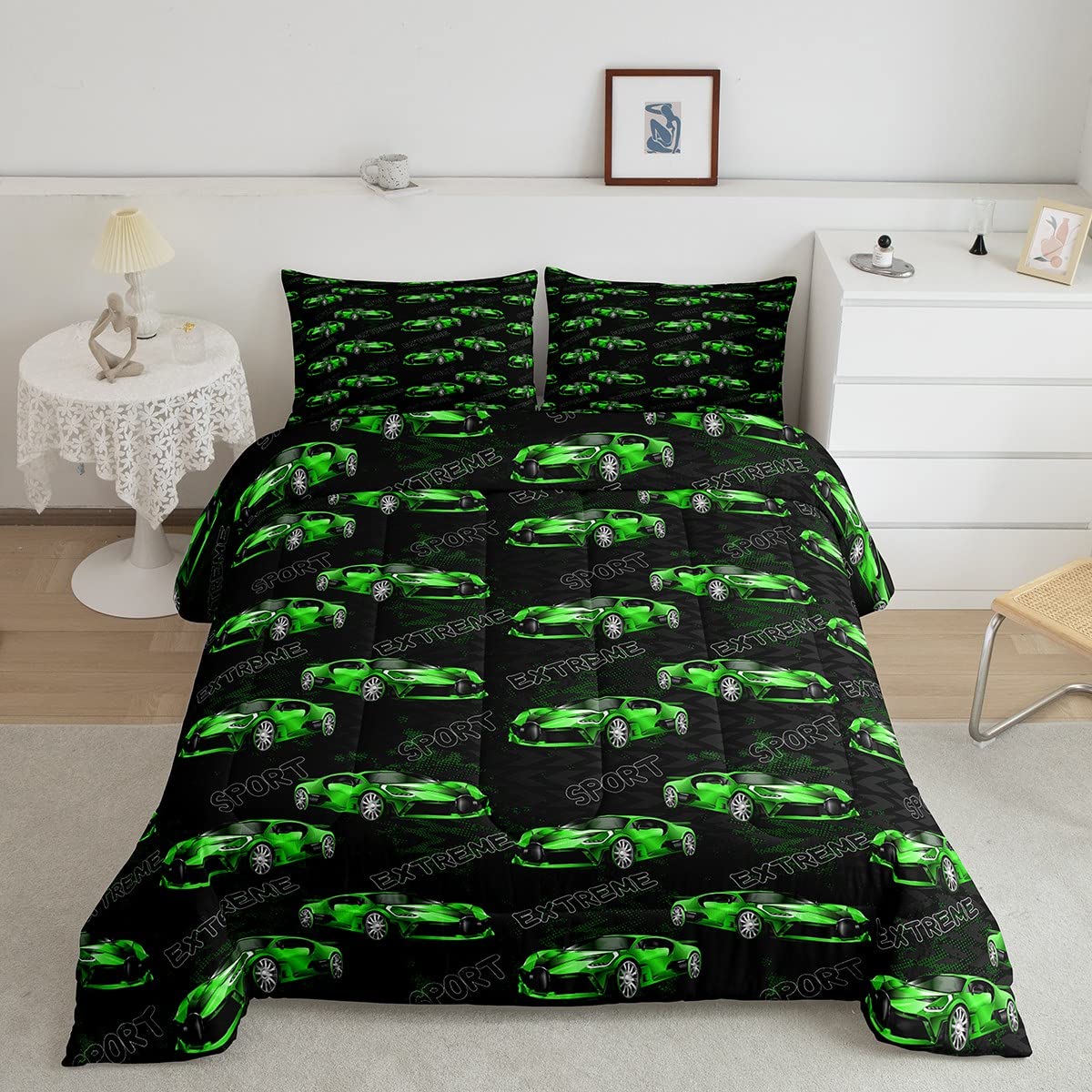 Letto per bambini a forma di auto da corsa con spazio di stoccaggio, set per camera da letto per bambini, letto in PU a forma di auto da corsa - Cina Letto