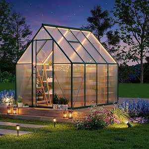 GAOMON 6 x 7 ft Outdoor Polycarbonate Greenhouse Kit with Reinforced Aluminum Frame