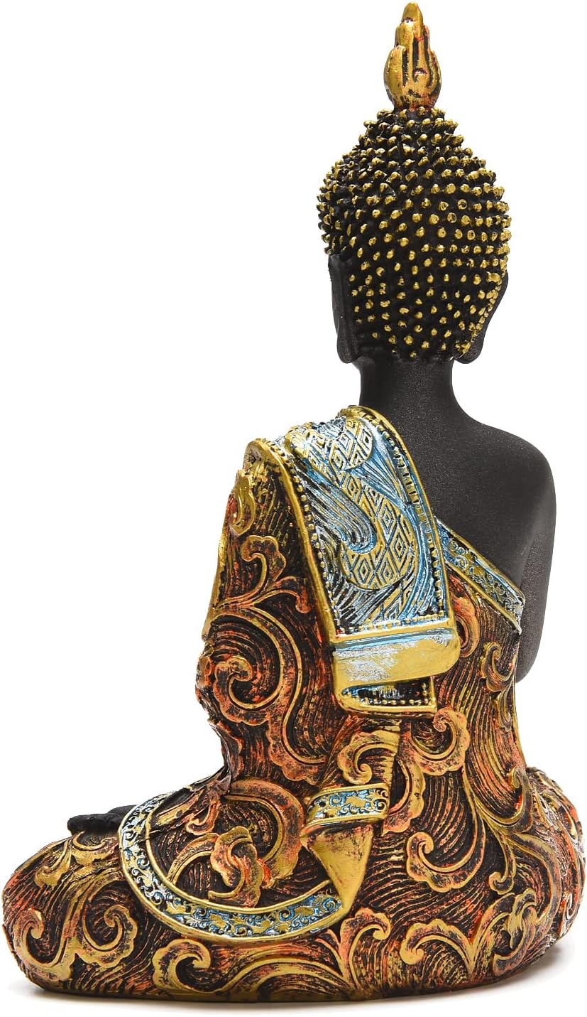 BRASSTAR Resin Thai Buddha Statue Feng Shui Buddha Sculpture Home Art Decor Luck Wealth Gift Collection TQGJPT420