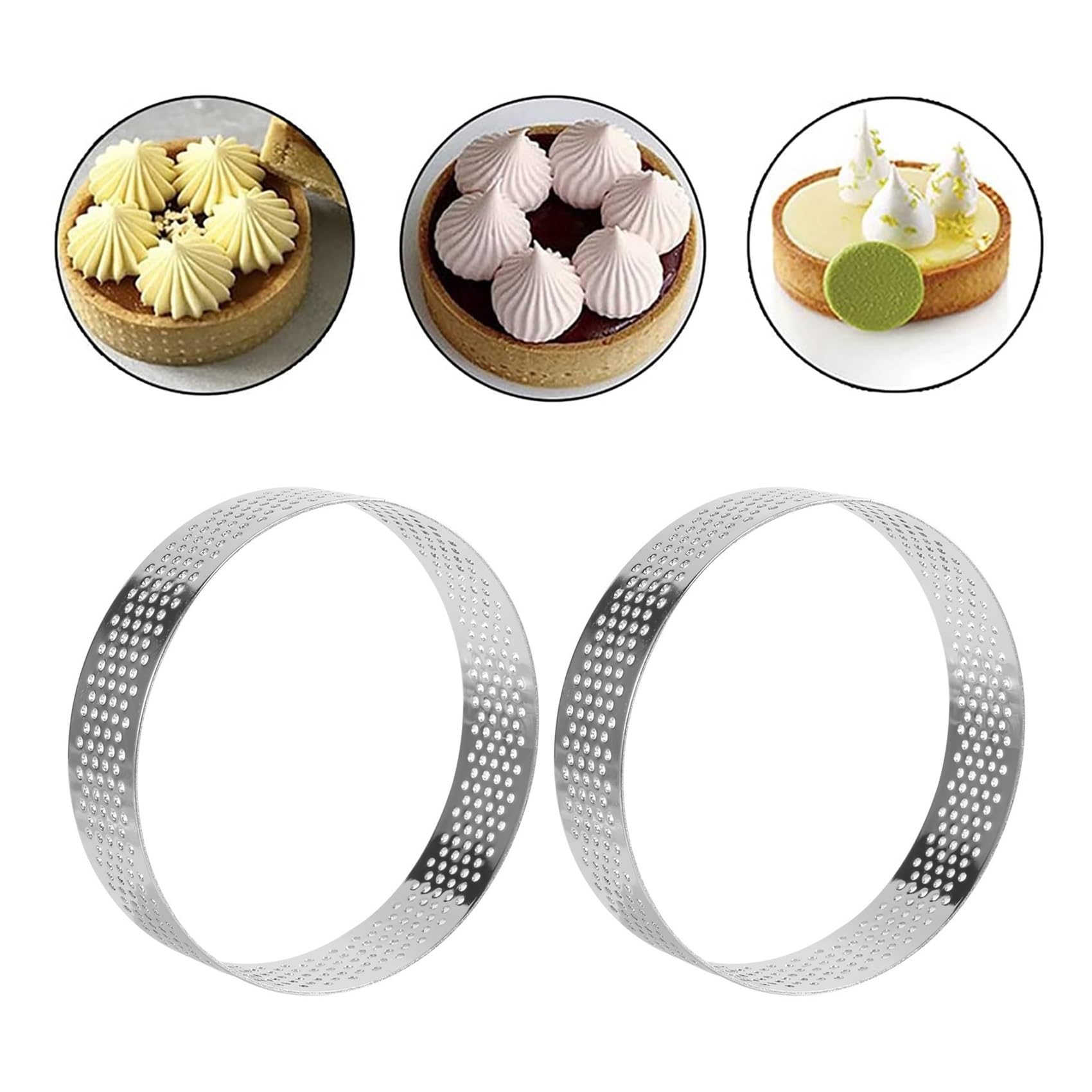 10 piezas Circular de acero inoxidable tarta anillo torre pastel molde herramientas for hornear Mousse perforado, 8cm