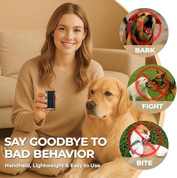 Anti Barking Device for Dogs - Ultrasonic Dog Barking Deterrent, Effective Handheld Ultra Sonic Dog Bark Stopper with LED, Portable & Safe Training Aid for Indoor & Outdoor Use