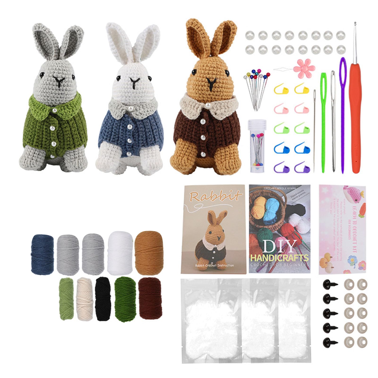 NEWFT Kit per uncinetto a mano per principianti, confezione iniziale di animali carini con gancio per filo, accessorio per uncinetto