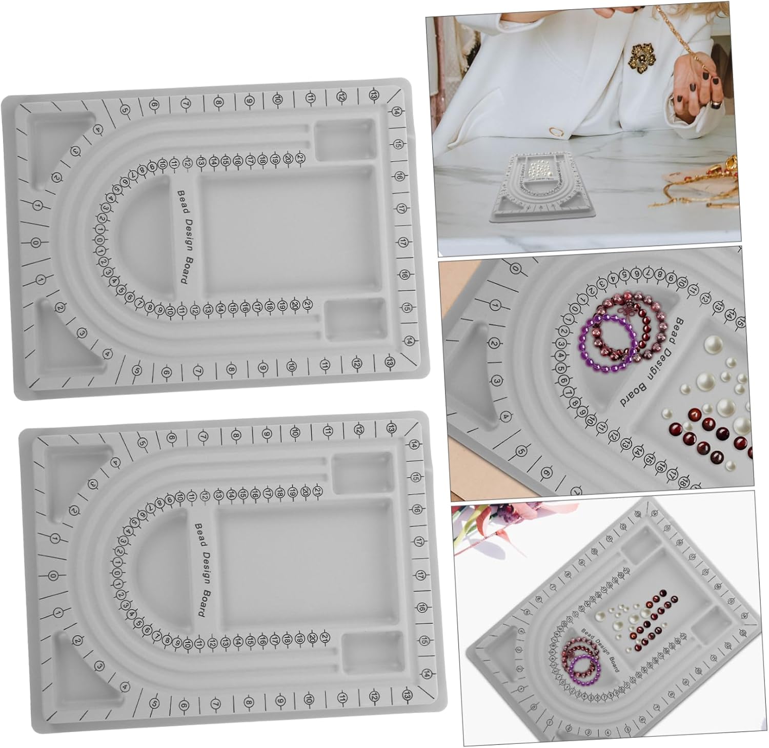 Bead Design Board for Necklace Making, 2Pcs Plastic Beading Mats