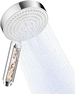 OFFO Alcachofa de Ducha con Filtro, Cabezal ducha de Mano de 6 Modos, Grande Shower Head, Alcachofa Ducha Antical, Cromo