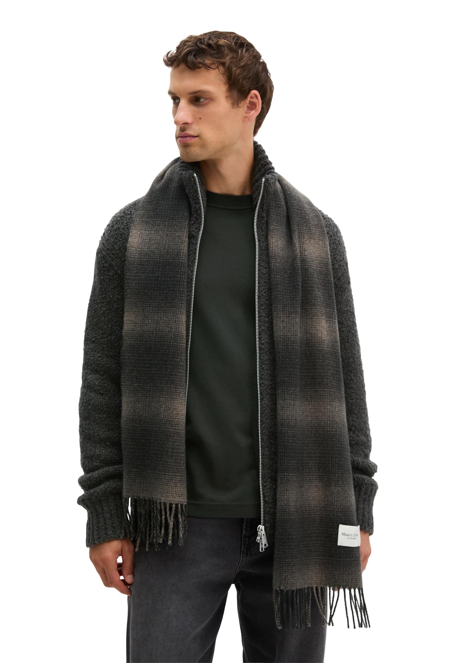 Marc O'Polo sciarpa Woven Scarf Dark Brown_Multi_22 marrone scuro