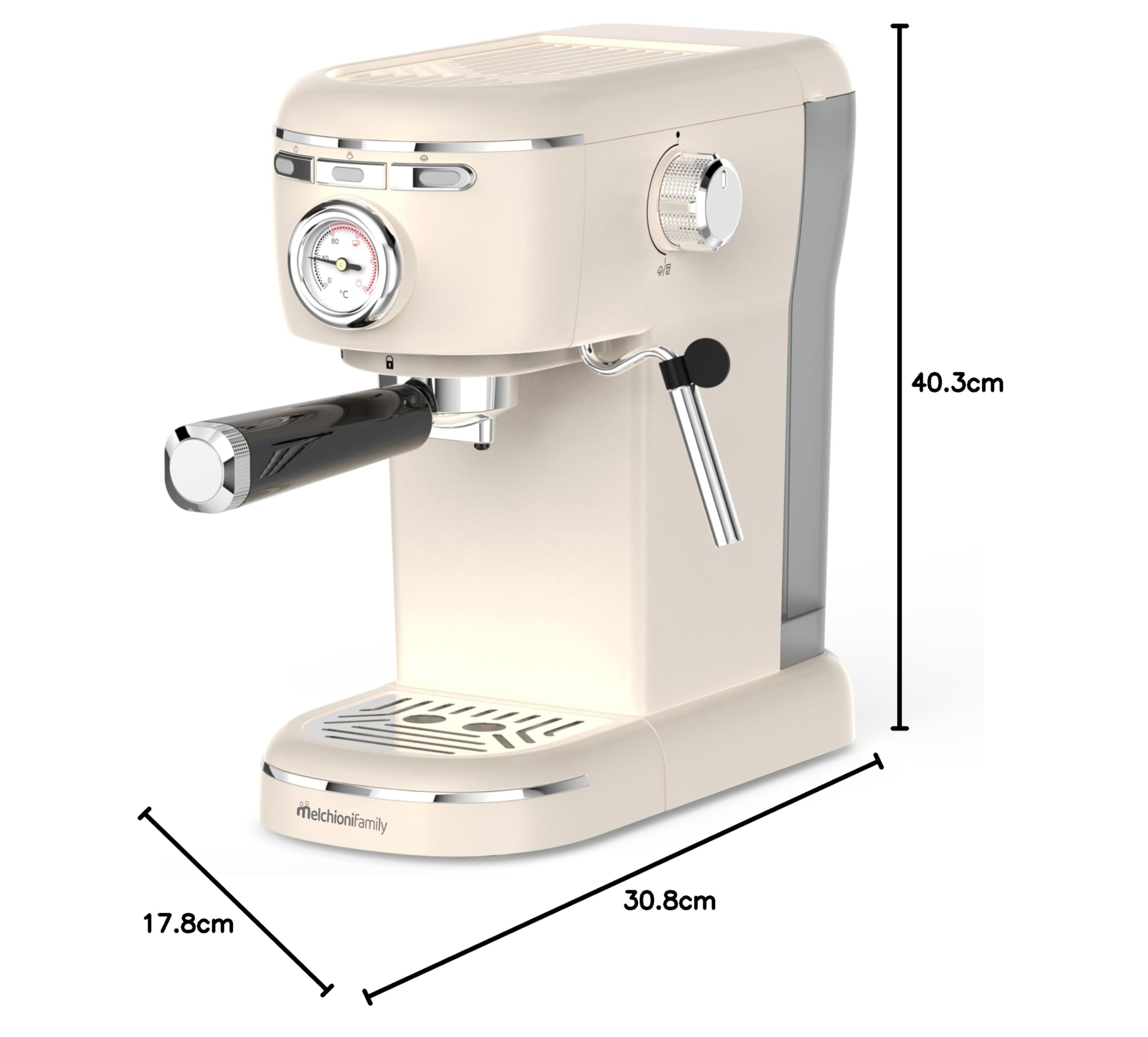 Aromatica Plus Macchina da Caffè Espresso 3 in 1 | Compatibile con Cialde E.S.E., Capsule e Caffè in Polvere | 15 Bar, Serbatoio 1,2L, Montalatte Manuale per Cappuccino