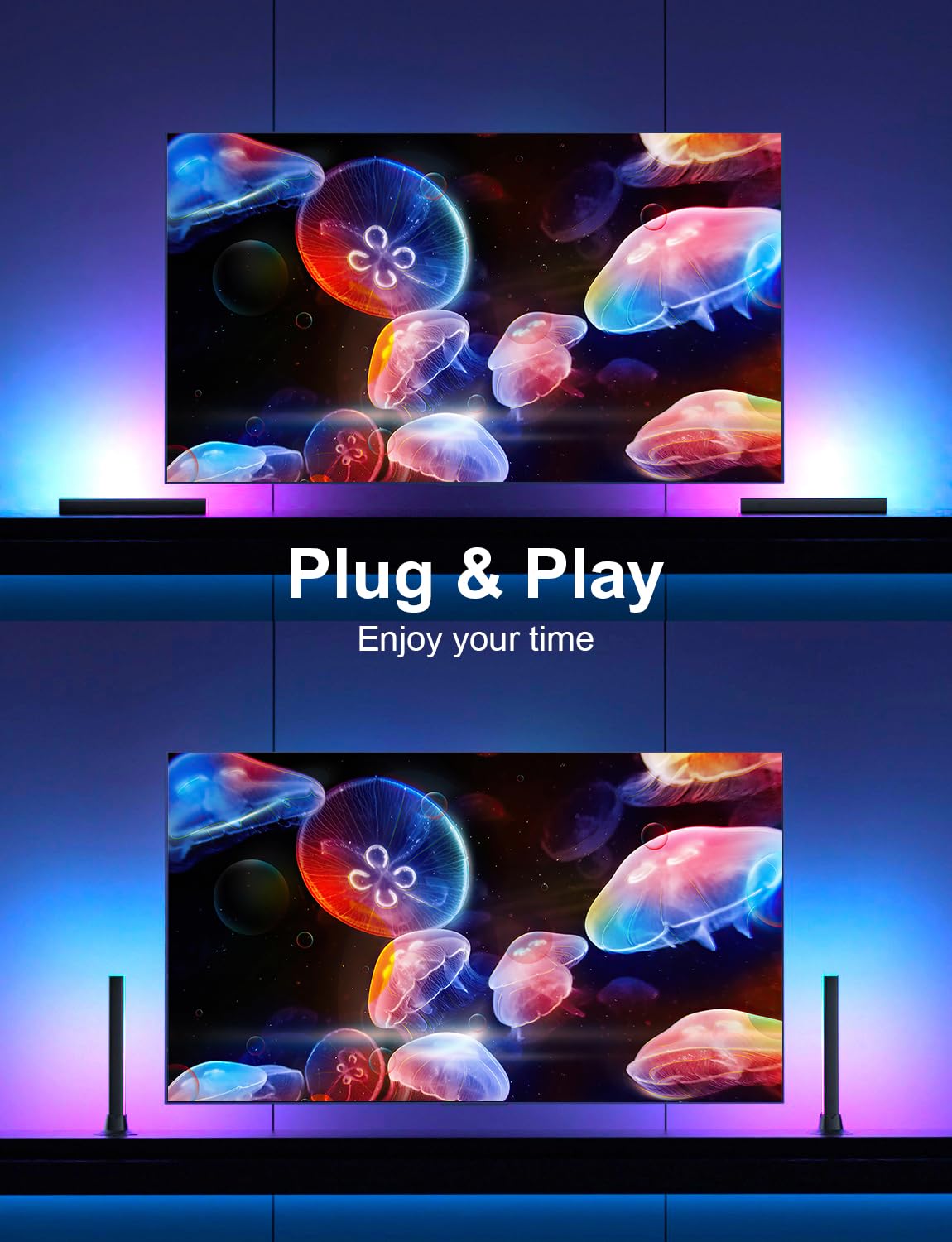 Barra luminosa RGB, barra luminosa a LED, controllo tramite app, alimentazione USB, retroilluminazione TV cambia colore, sincronizzazione musica, illuminazione ambientale, per stanza, PC, monitor