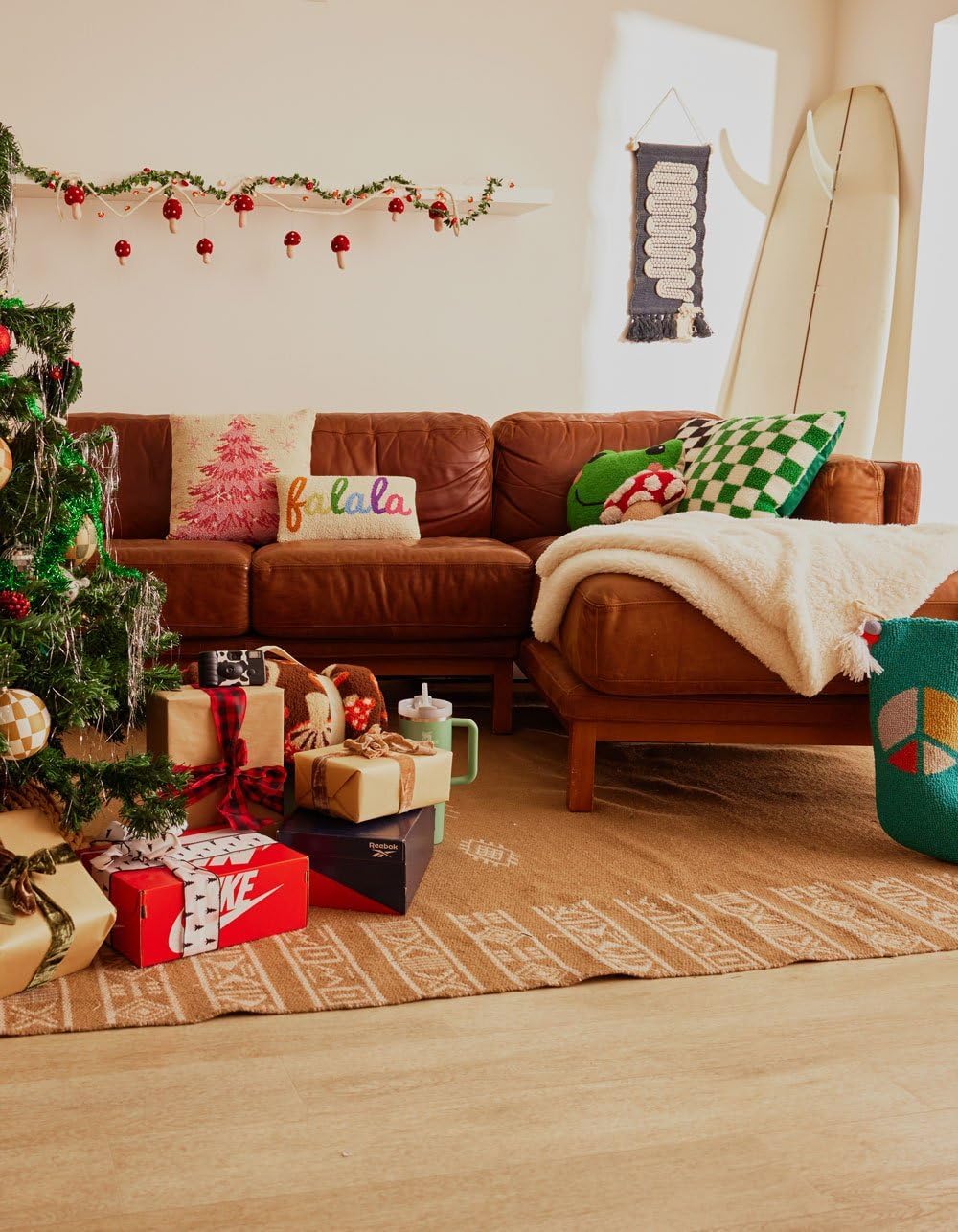 Pink Christmas Tree Decorative Throw Pillow by Peking Handicraft