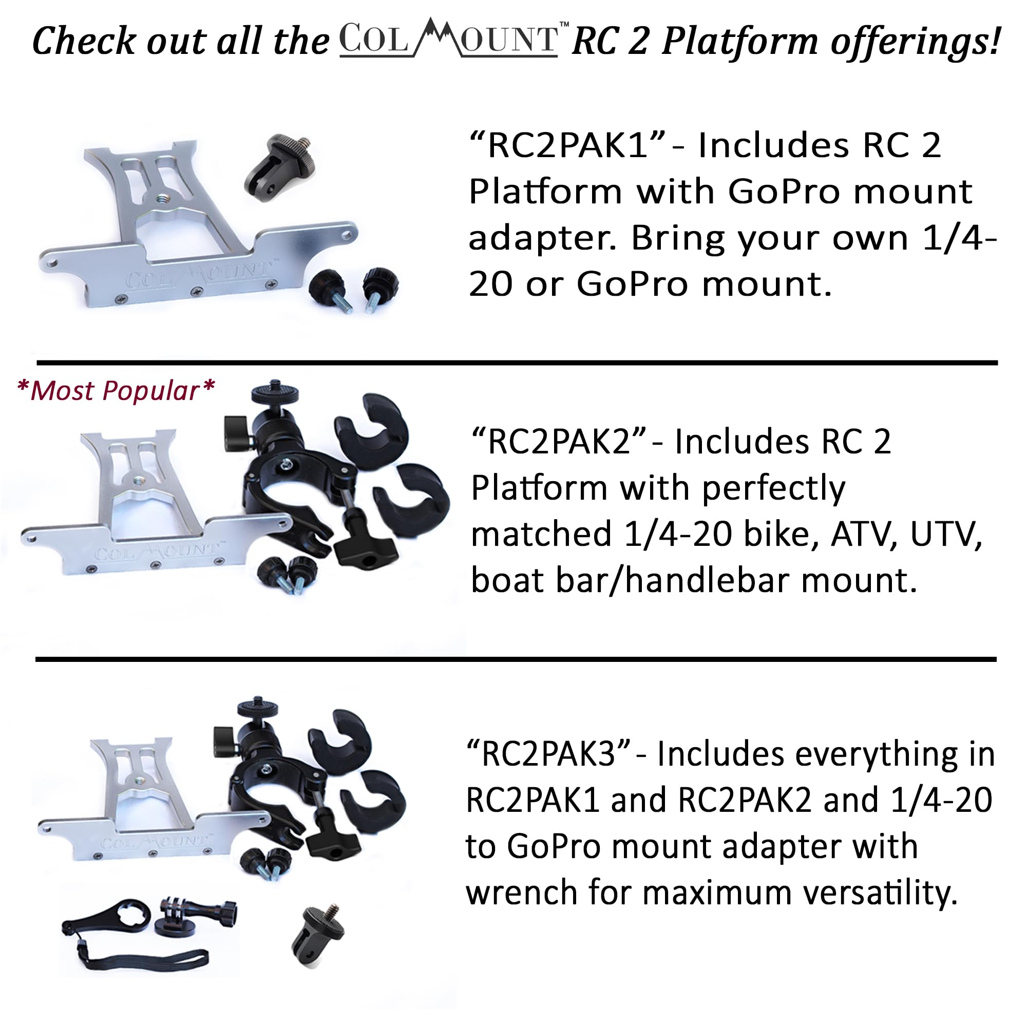 ColMount DJI RC 2 Drohnen-Controller-Aluminium-Halterung für Fahrrad, Boot, Motorrad, ATV, UTV, Stativ usw. und Fahrradlenkerhalterung, 360° drehbar, 1/4-20 Kugel mit Feststellklemme