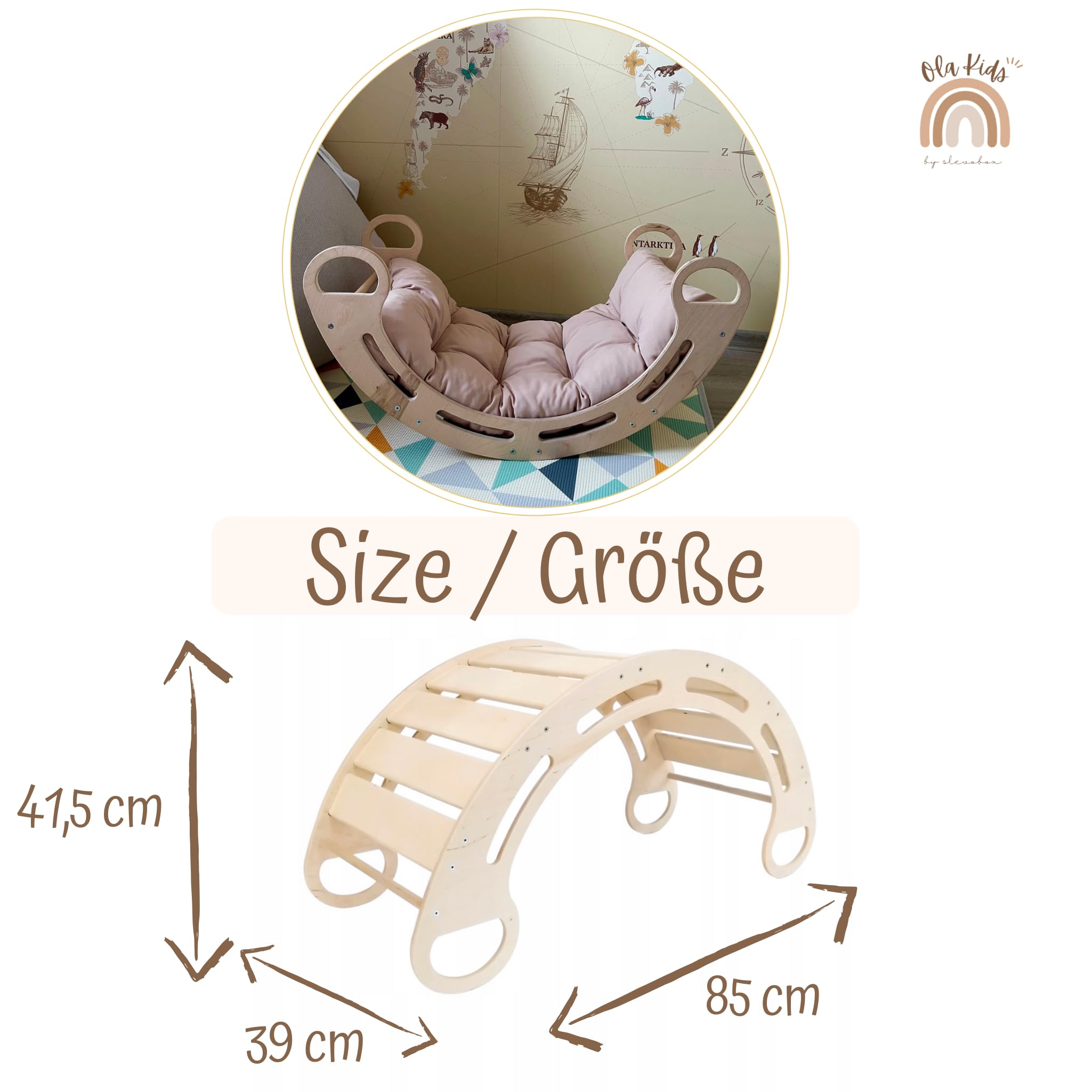 Slevobox – Arche D'escalade Montessori Avec Coussin 85x41x39cm, Pour Enfant Dès 1 An, Développe Motricité Et équilibre, Charge 60kg