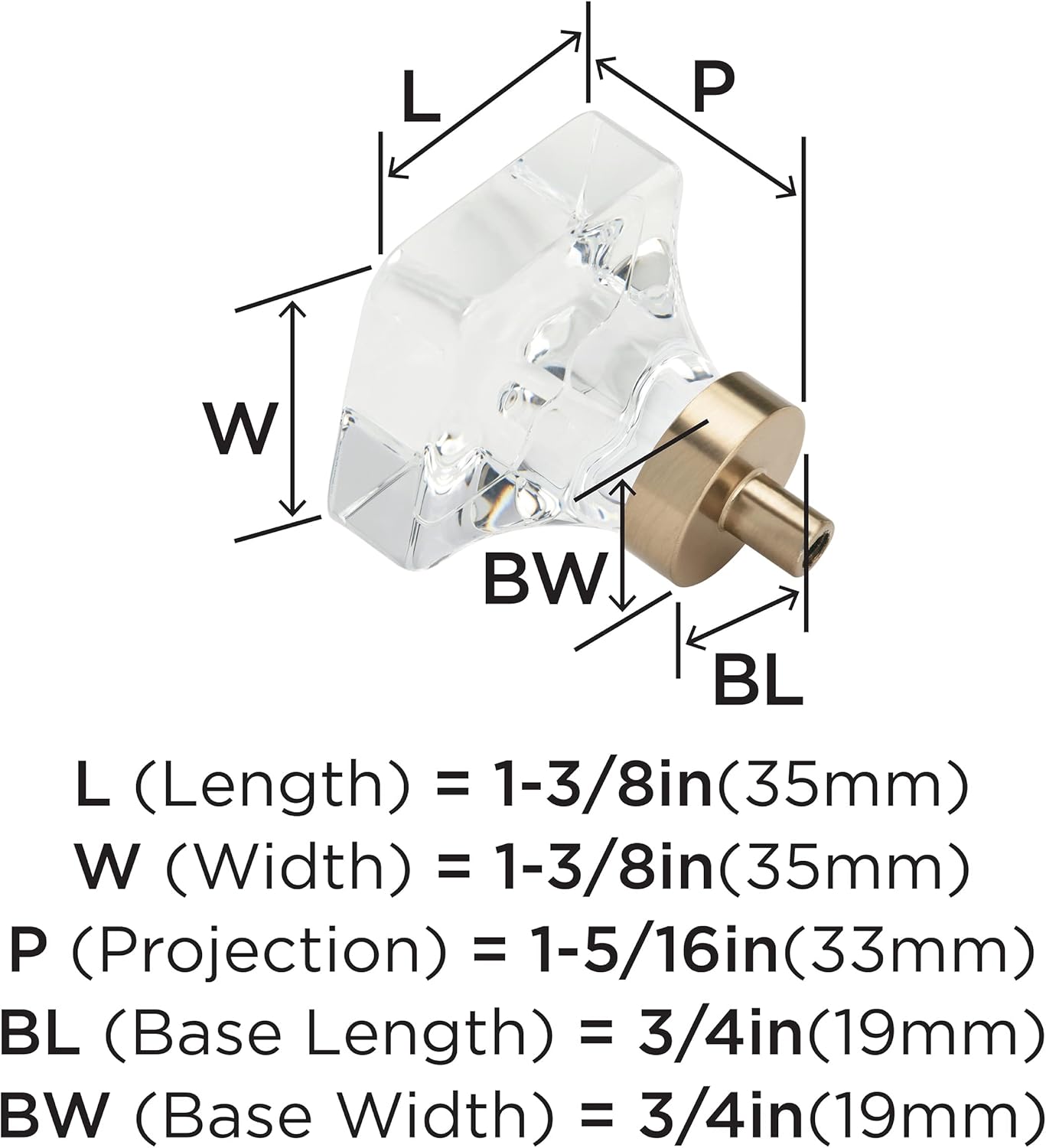 Amerock | Cabinet Knob | Clear/Champagne Bronze | 1-3/8 inch (35 mm) Length | Glacio | 1 Pack | Drawer Knob | Cabinet Hardware