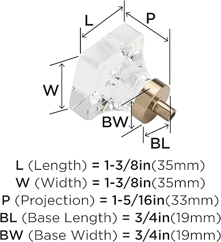 Miniatura 4 de Amerock Pomo de gabinete  Bronce transparentechampán  Longitud de 1-38 pulgadas (1.378 in)  Glacio  paquete de 1 unidad  Pomo de cajón  Herrajes