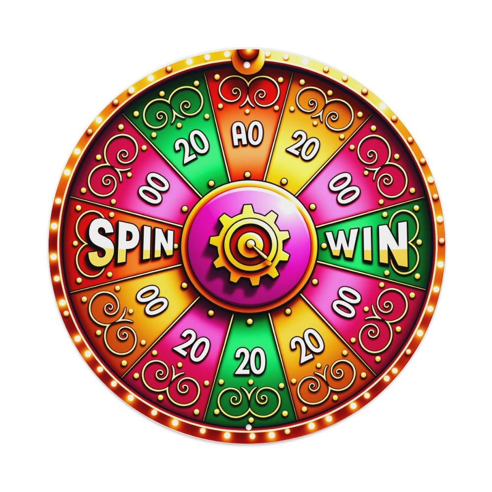 Colorful Wheel With Numbers And Symbols Round Tin Sign Vintage Metal Poster Retro Bar, Home, Man Cave, Kitchen, Laundry Room Wall Art Decor Gift 8x8Inch