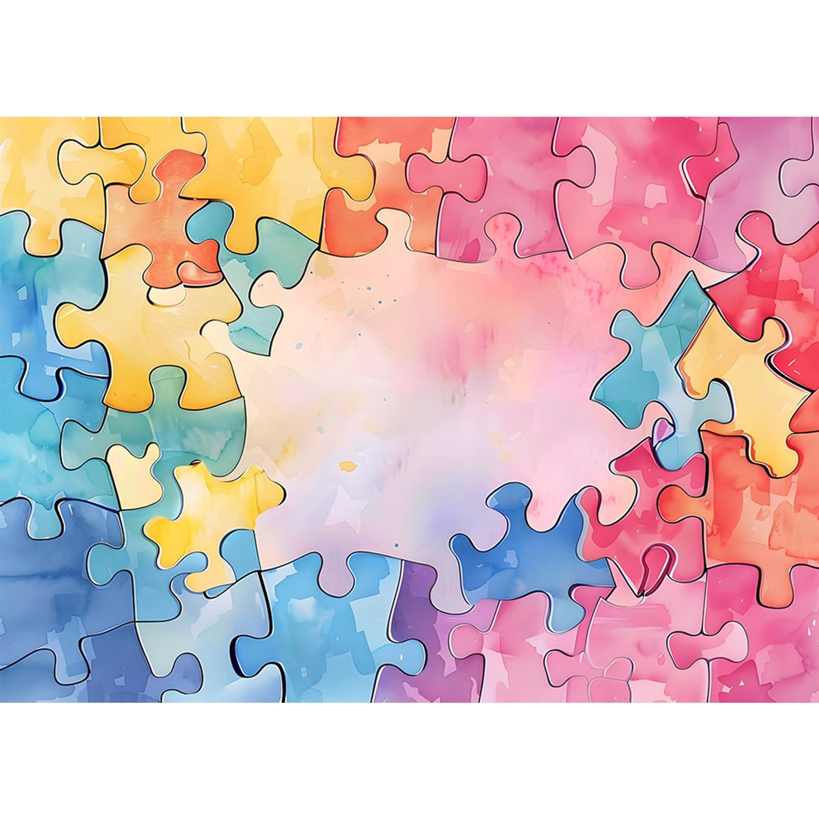 ZZBYSM 7X5FT Birthday Party Backdrop Banner Pastel Puzzle Design Photo Booth Background with Balloon Decoration Party Photography Backdrops Cartoon