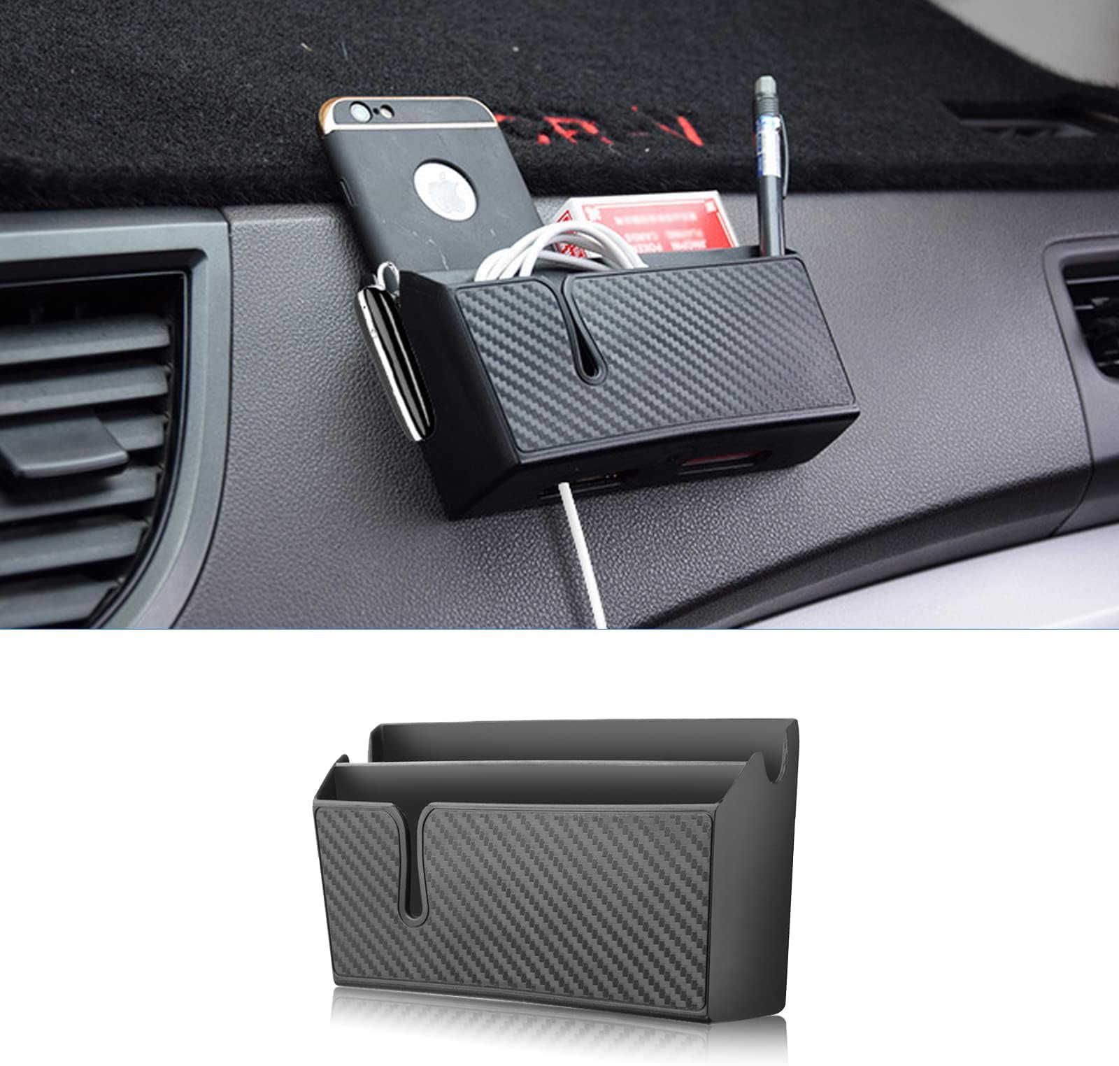 TERRIFI Car Seat Gap Storage Box, Multifunctional Center Console Organizer with Mobile Phone Holder and Glasses Storage (Black)