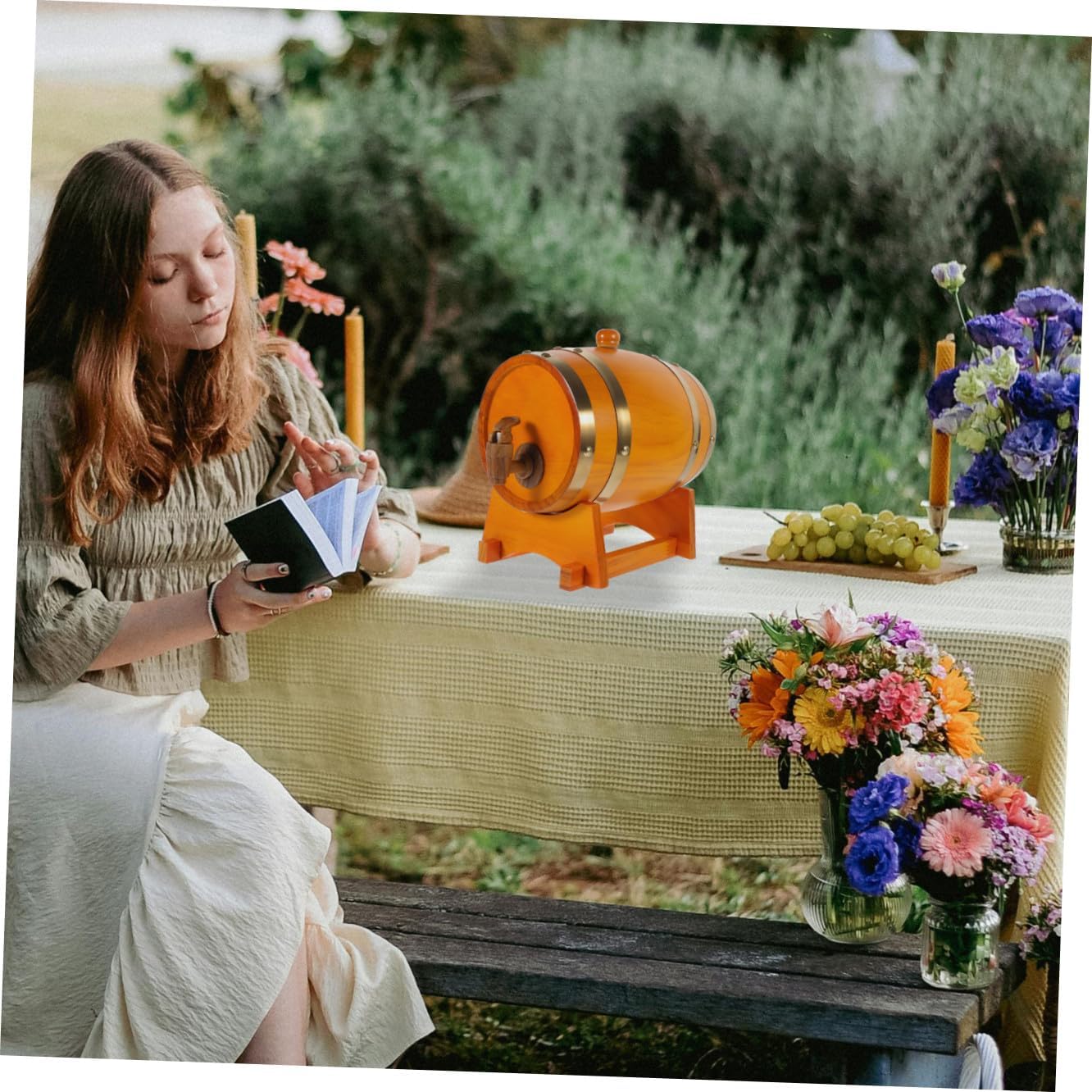 1set Wooden Wine for Storing and Aging Beer Red Wine and Spirits and Stylish Dispenser Stand for Home Restaurant and Bar Use