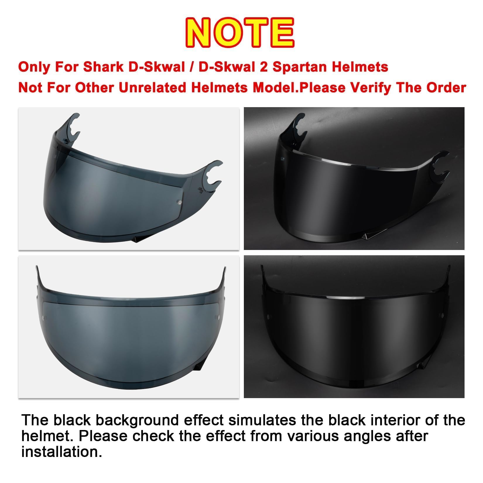 PSLER Visiera Casco per D-Skwal D-Skwal 2 Spartan - Visiera Colorata Accessori per Casco da Moto Ricambio(Nero Chiaro)