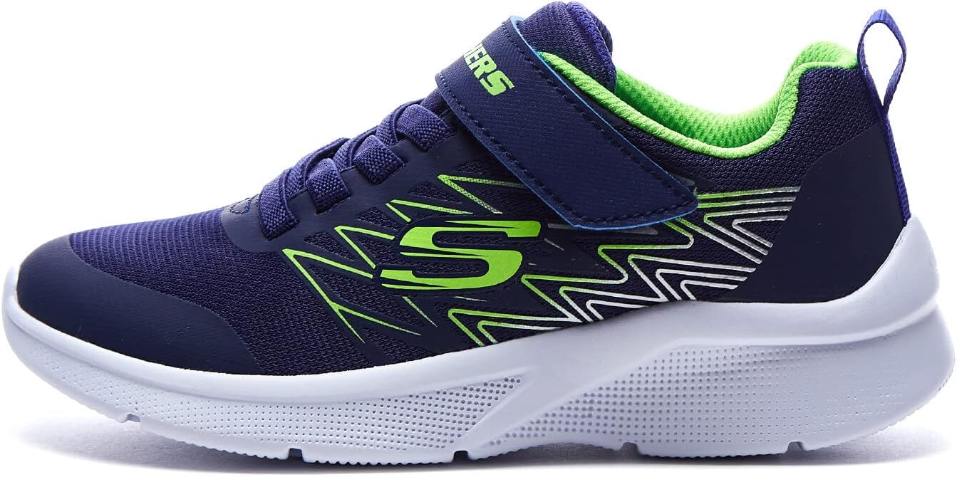 Skechers Kids Boy's Microspec-Texlor Sneaker, Navy/Lime, 9 Toddler