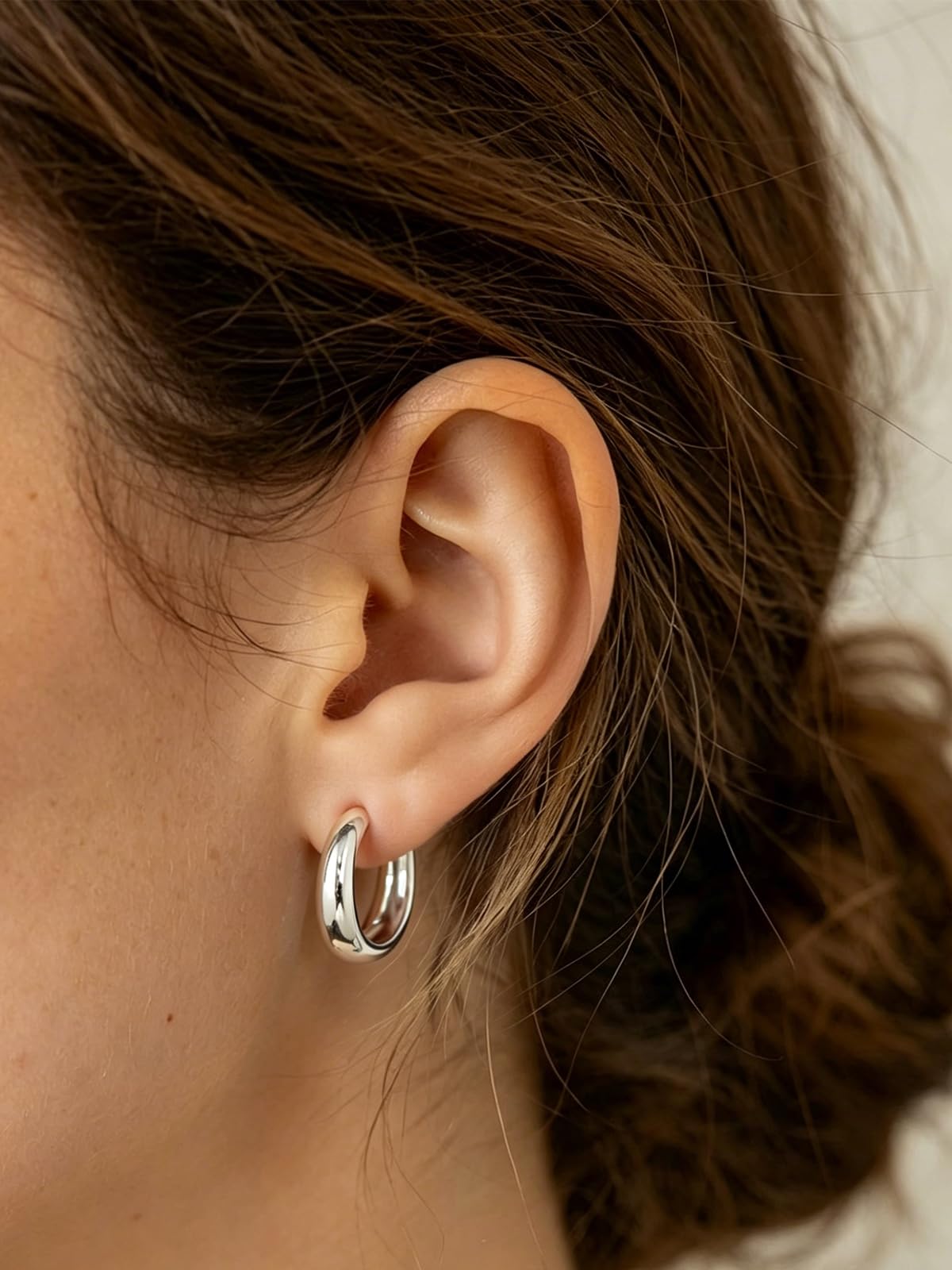 Silvora Orecchini Cerchio Argento 925, Orecchini Piccoli Eleganti a Cerchio Donna Argento Oro Nero 8/10/12/14mm