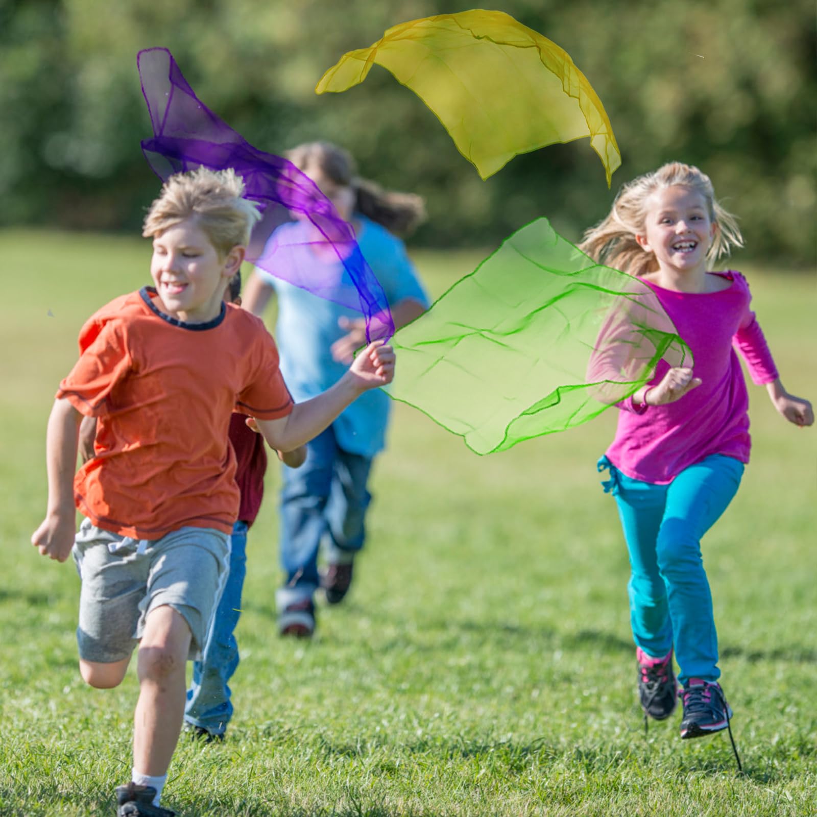 Cikyner Sciarpe di Giocoleria, 6 Pezzi di Foulard Giocoleria Colorati 60x60 cm Sciarpe da Giocoleria Panni da Giocoliere per Danza per Interni e Giardini, Giocoleria, Gioco Sensoriale per Bambini