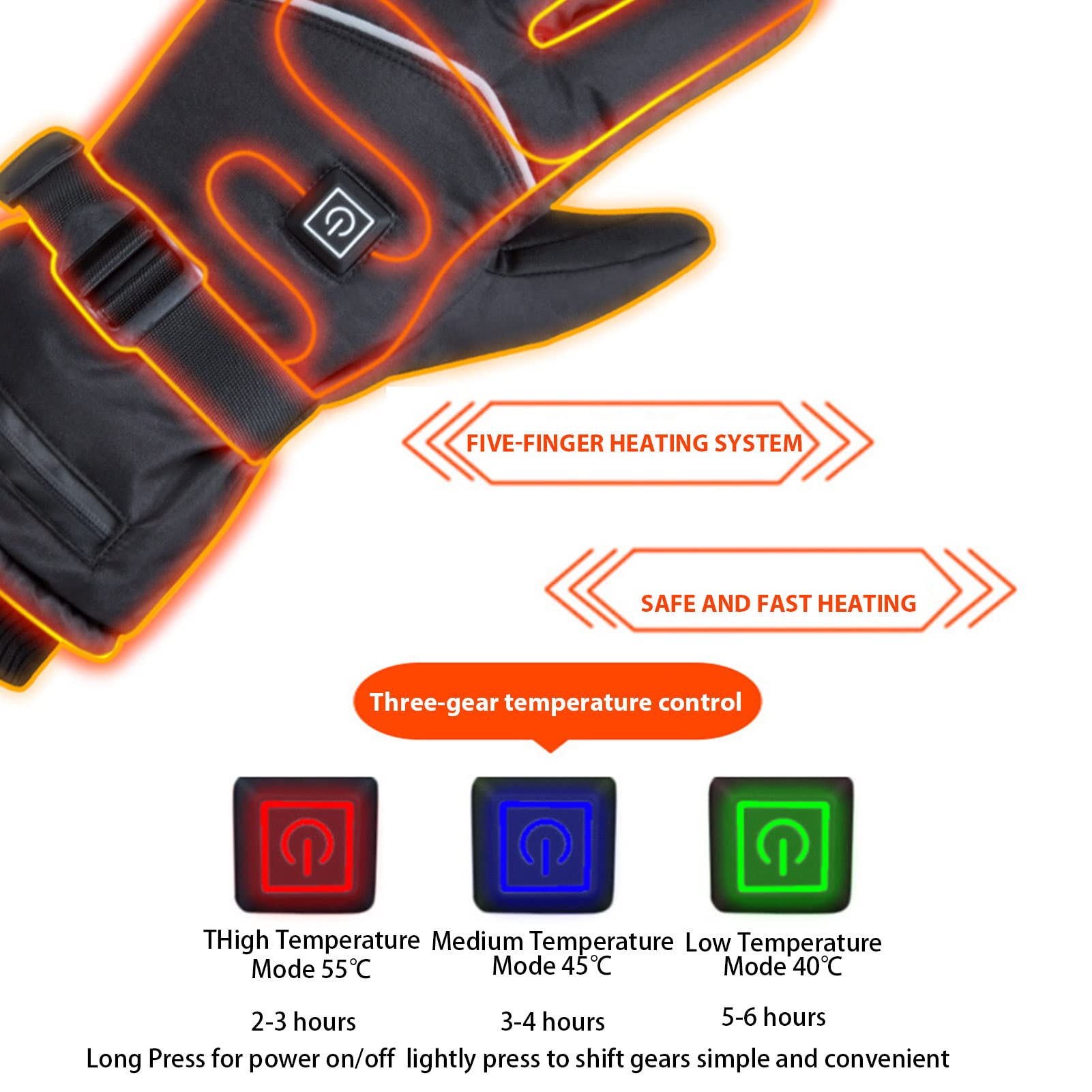 2 Guanti riscaldati da Uomo,Scaldamani da Ciclismo | Guanti riscaldanti Impermeabili, Guanti Touchscreen, Guanti riscaldati alimentati a Batteria per Lo Sci in Bicicletta