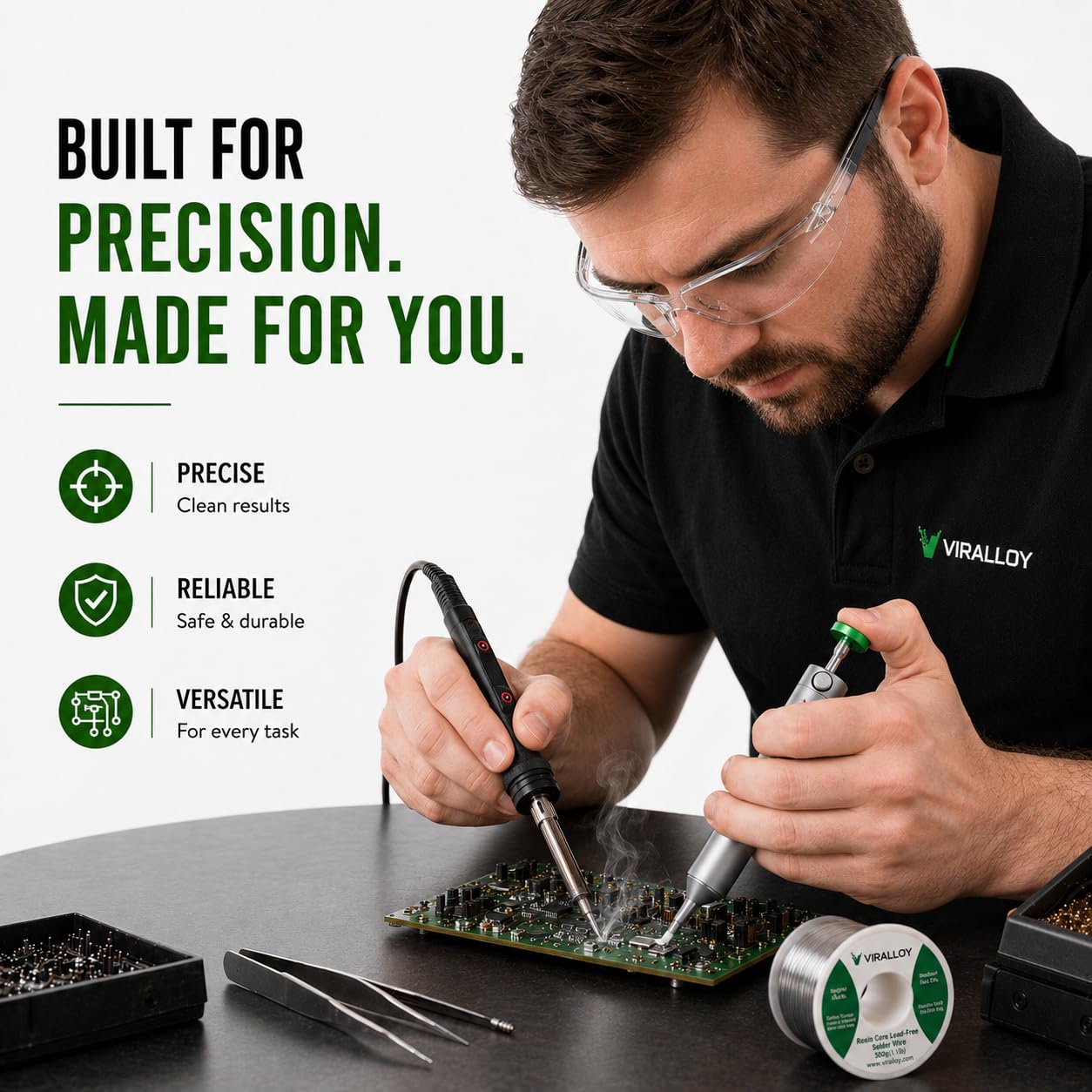 Solder Sucker Tool No Clog Desoldering Pump Soldering Sucker Perfect Desoldering Tool for Solder Remover with Strong Suction, Heat Resistant Pinecil Nozzle for Smooth Inrush