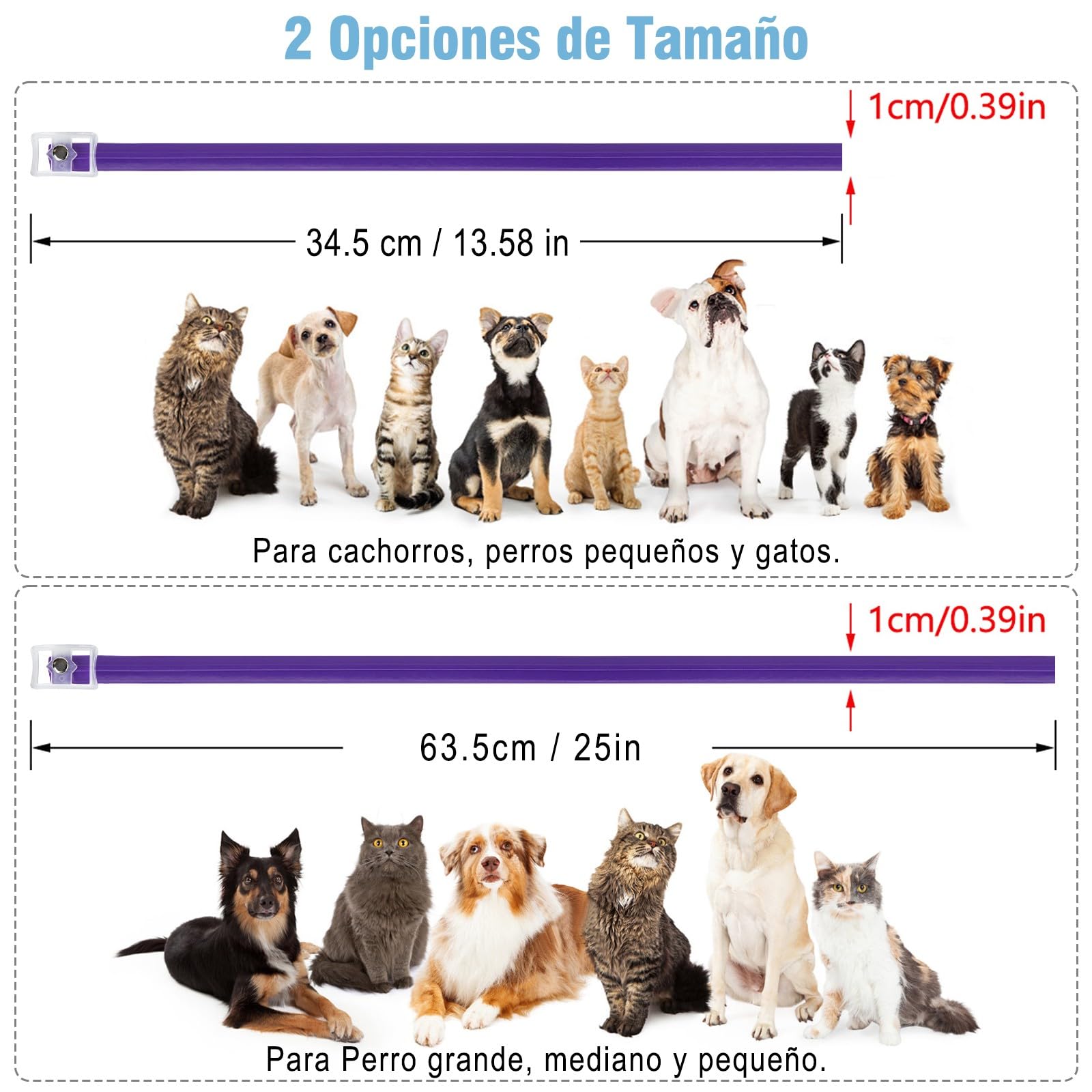 DEWEL Collares Antiparasitarios, Collares contra Pulgas y Garrapatas para Perros y Gatos, Collares Antipulgas Ajustable para Mascotas (Morado, 63.5 cm)