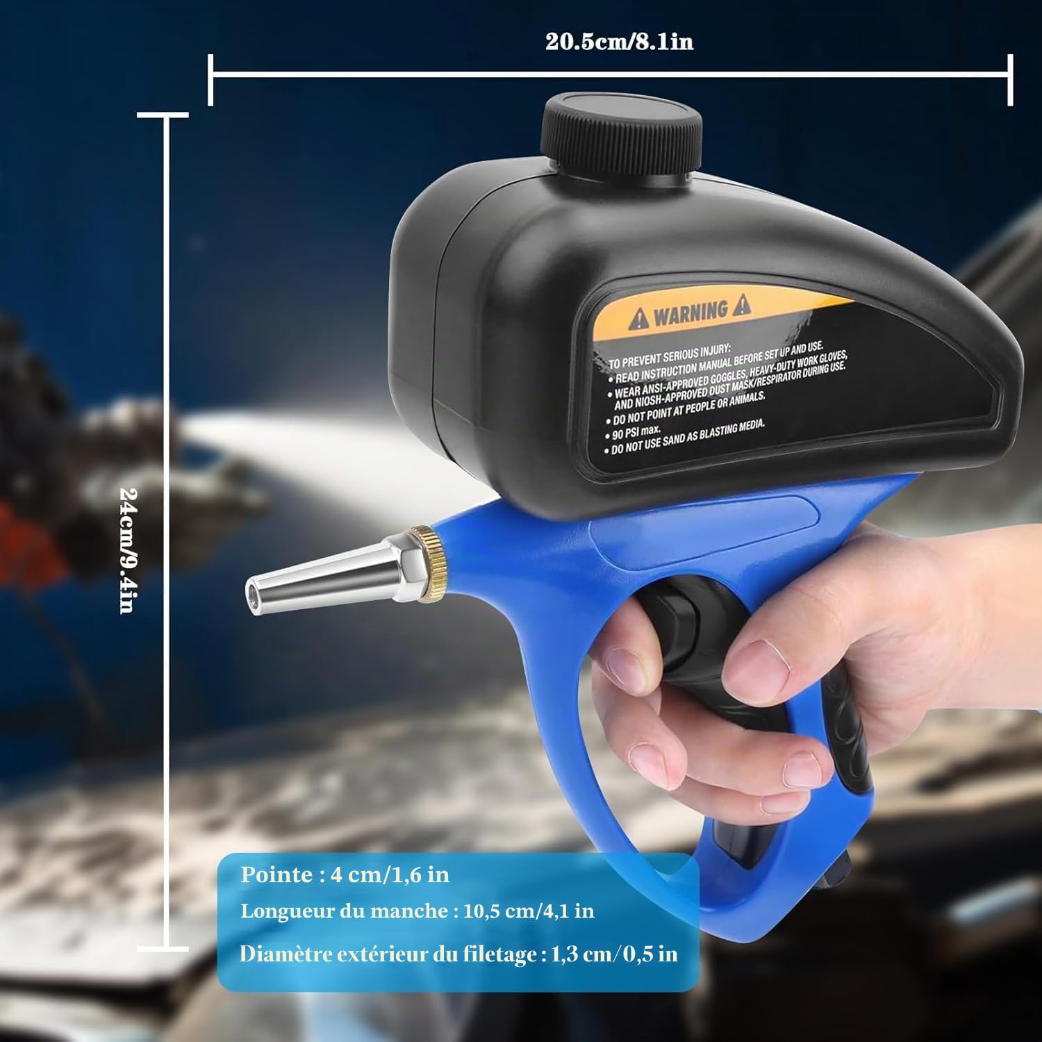 Pistolet de sablage à air comprimé, décapant pneumatique professionnel pour élimination de la rouille