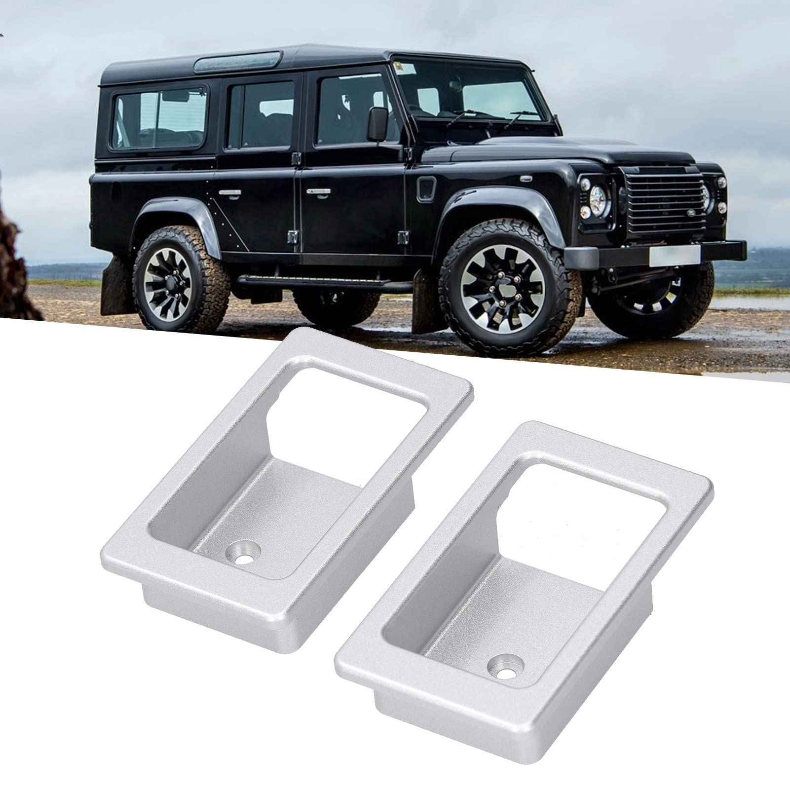 2Pcs Maniglia Interna della Porta Ciotola Tirare in Lega di Alluminio di Ricambio per Land Rover per Defender 2004‑ 2013 2014 2015 2016 2017 2018 Auto Maniglia Portiera Interna