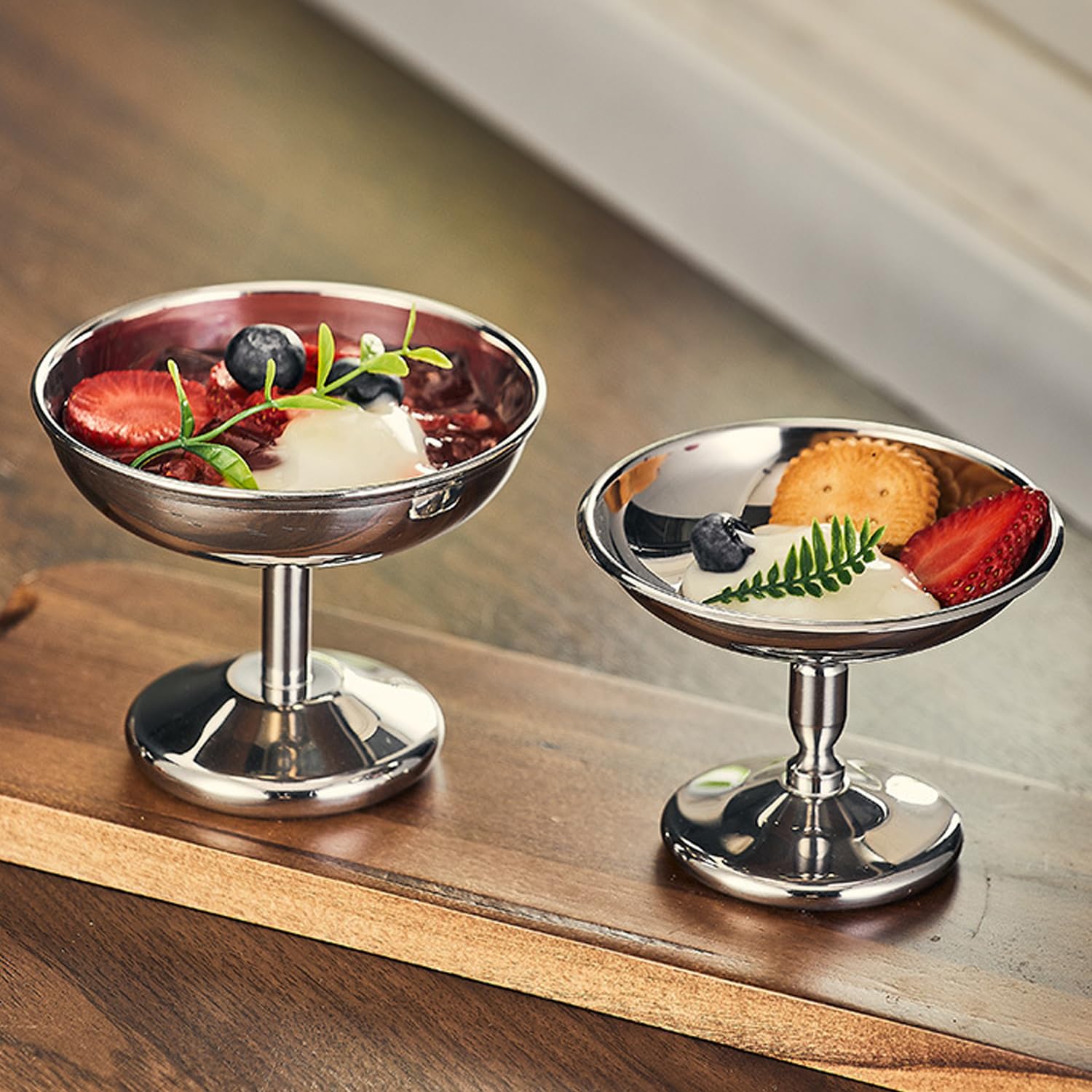 2 Piezas Tazas De Helado De Acero, Vaso Para Helado Acero Inoxidable, Postre Reutilizables De Acero Inoxidable, Copas De Helado, Aceros Inoxidables Para Helado Cuencos Para Helados y Yogures