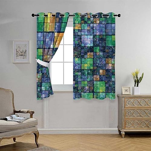 Cortina de ventana moderna con ojales para puerta, cortinas para Ventanas de Cuarto 55 pulgadas de ancho por 55 pulgadas de largo, 2 paneles