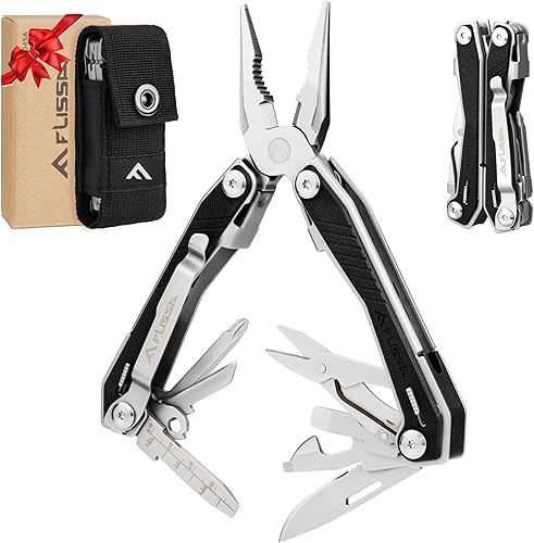 FLISSA Multiherramienta 16 en 1 con mango G10, regalos para hombres, multiherramienta EDC de acero inoxidable con cuchillo de bolsillo, alicates,