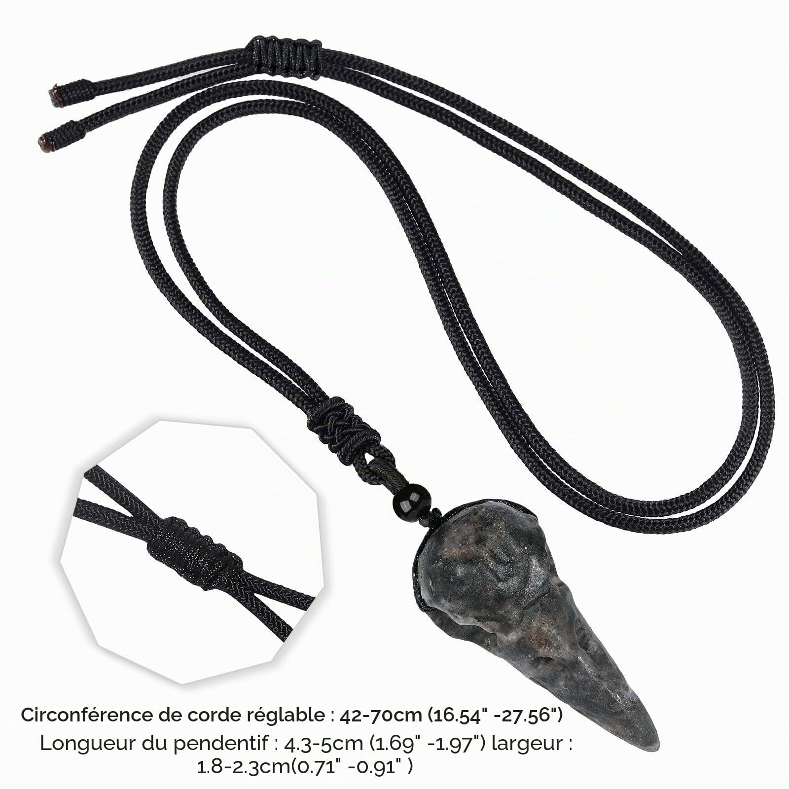 KYEYGWO Pendentif Crâne de Corbeau Pour Unisexe, Collier Tête de Corbeau en Pierre Sculptée à la main avec Cordon Noir Ajustable, Agate Blanche