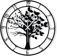 Blorple 20 Inch Tree of Life Wall Clock - Silent Non-Ticking Metal Large Decor for Living Room, Bedroom, Farmhouse