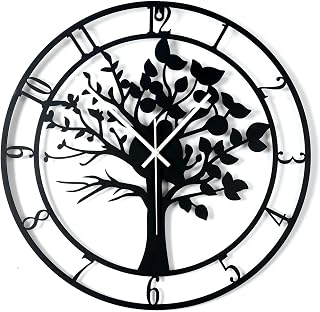 Blorple 16-Inch Tree of Life Silent Wall Clock - Non-Ticking Metal Decor for Bedroom, Living Room & Office