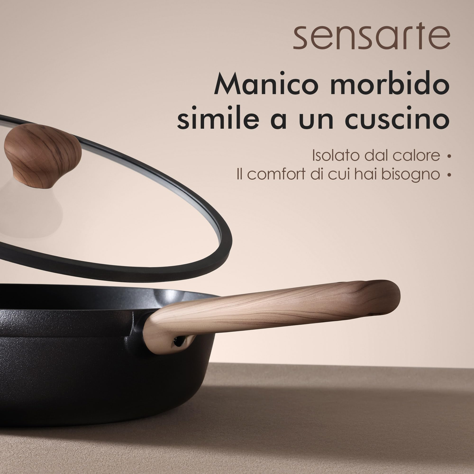 SENSARTE Padella Antiaderente 28 cm, Rivestimento Rinforzato al Titanio