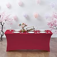 Vista 8 de CWK - Funda de mesa de elastano elástica impermeable de 4 pies para mesas rectangulares - Mantel elástico ajustable para mesas plegables, tela