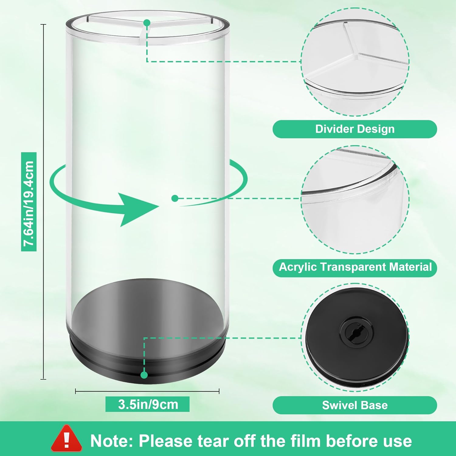 Straw Holder for Counter with 100 Colored Straws, AHIER Acrylic Transparent Straw Dispenser with Rotatable Base Container for Kitchen Counter Decor - Image 2