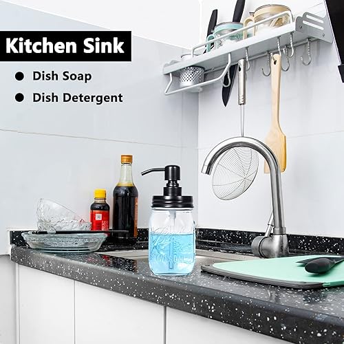 Miniatura 8 de Mason Jar - Dispensador de jabón de manos de vidrio, decoración de baño, cocina, granja con bomba de acero inoxidable 304 a prueba de óxido, ideal