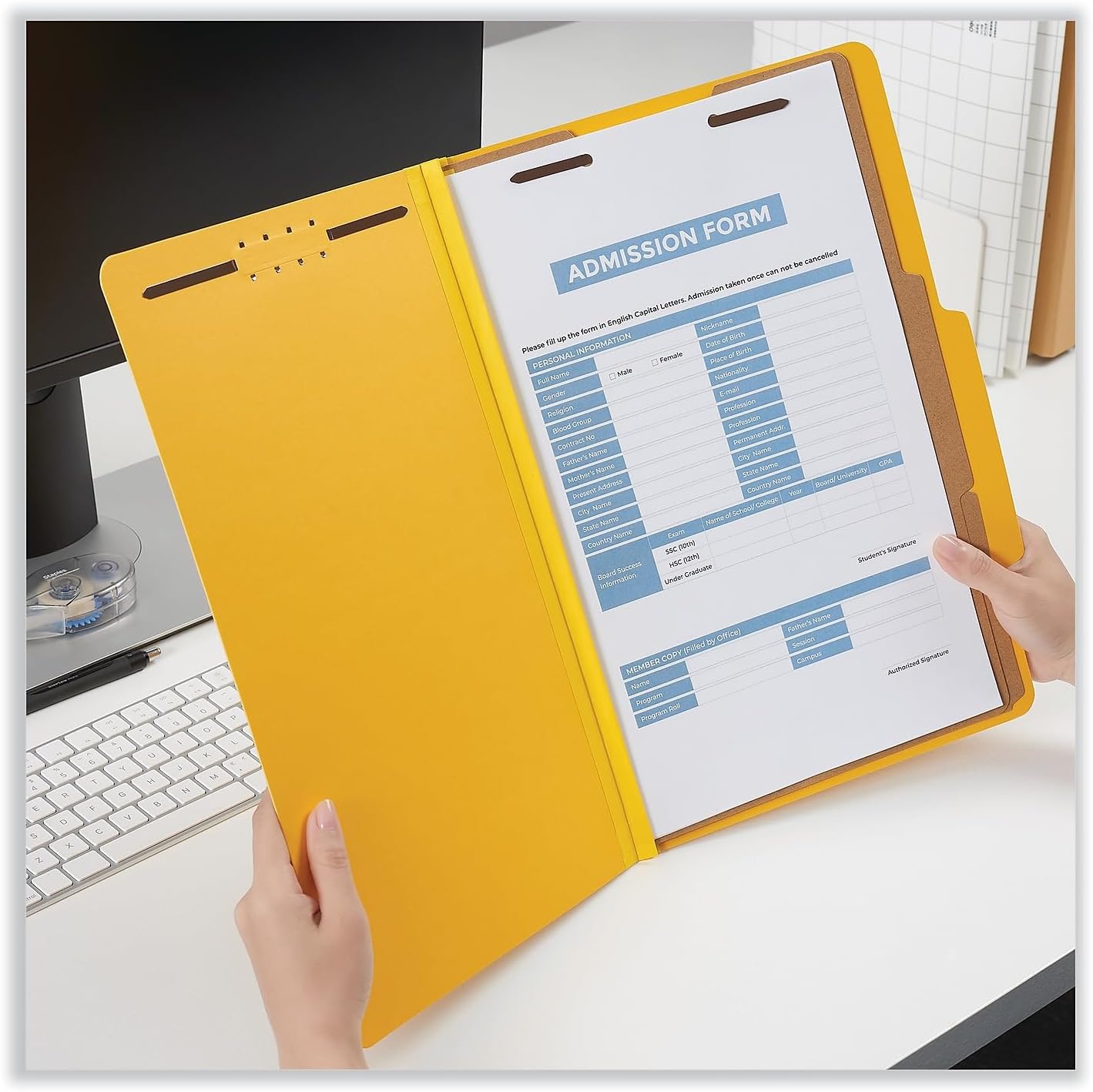 Universal 10314 Pressboard Classification Folders, Legal, Six-Section, Yellow, Box of 10