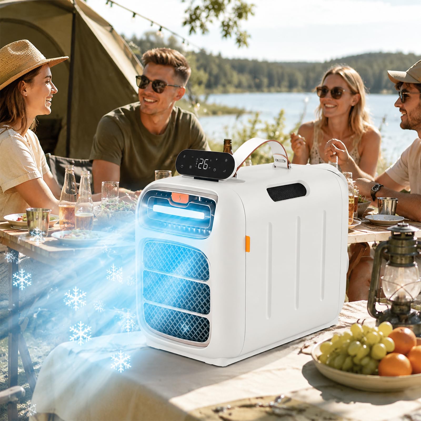 SHUMIAO 4-in-1 Air Conditioner Portable, 5200 BTU 1500W All-in-One AC Unit (Cool/Heat/Dry/Sleep) with Built-in Bluetooth Speaker, Ideal for Tents, Campervans, Dorms & Trucks