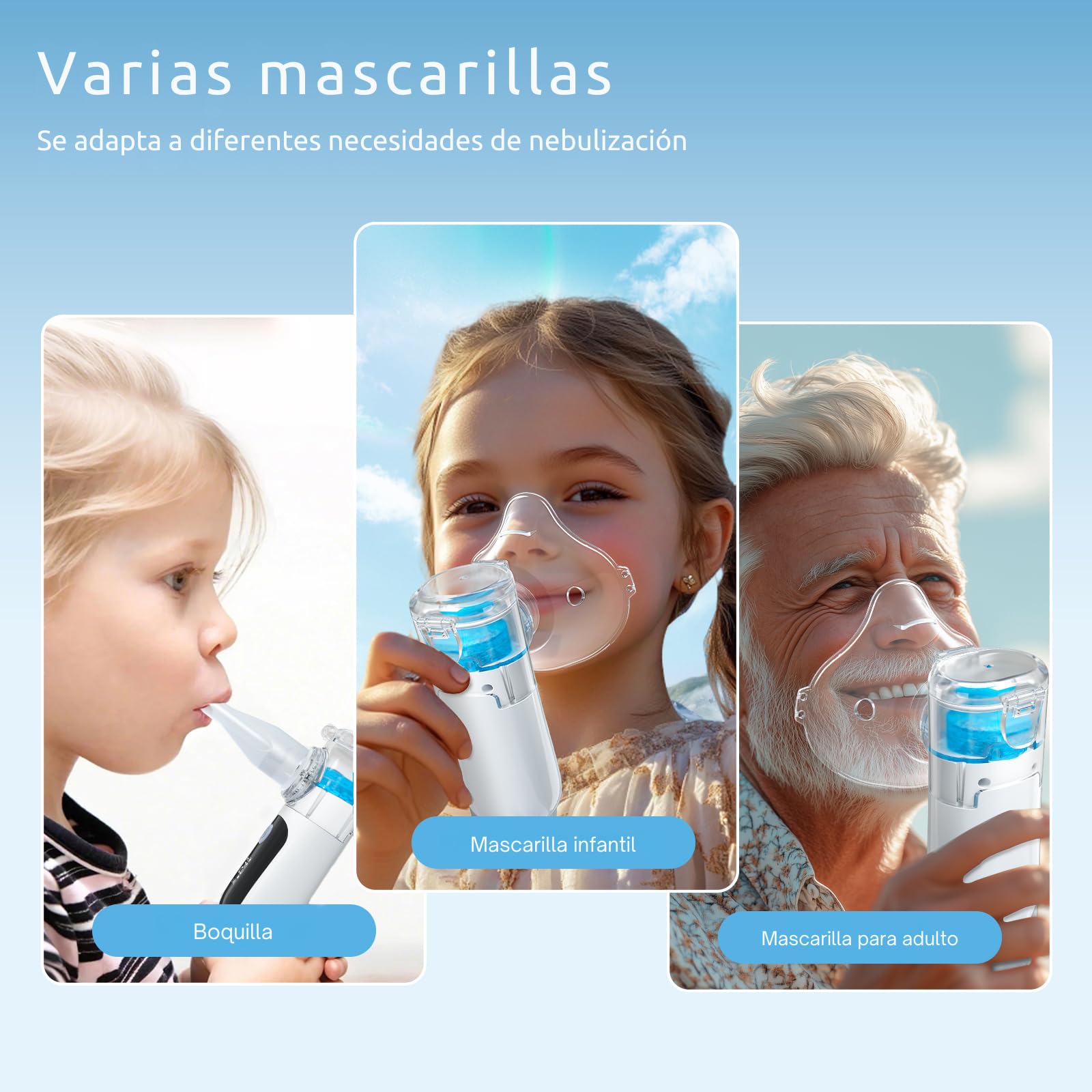Nebulizador Portatil con tres modos de nebulización y pantalla led, Nebulizador Bebe Silencioso Recargable, Inhalador Nasal Adultos y Uso Pediátrico Compacto para Casa, Viaje y Uso Diario