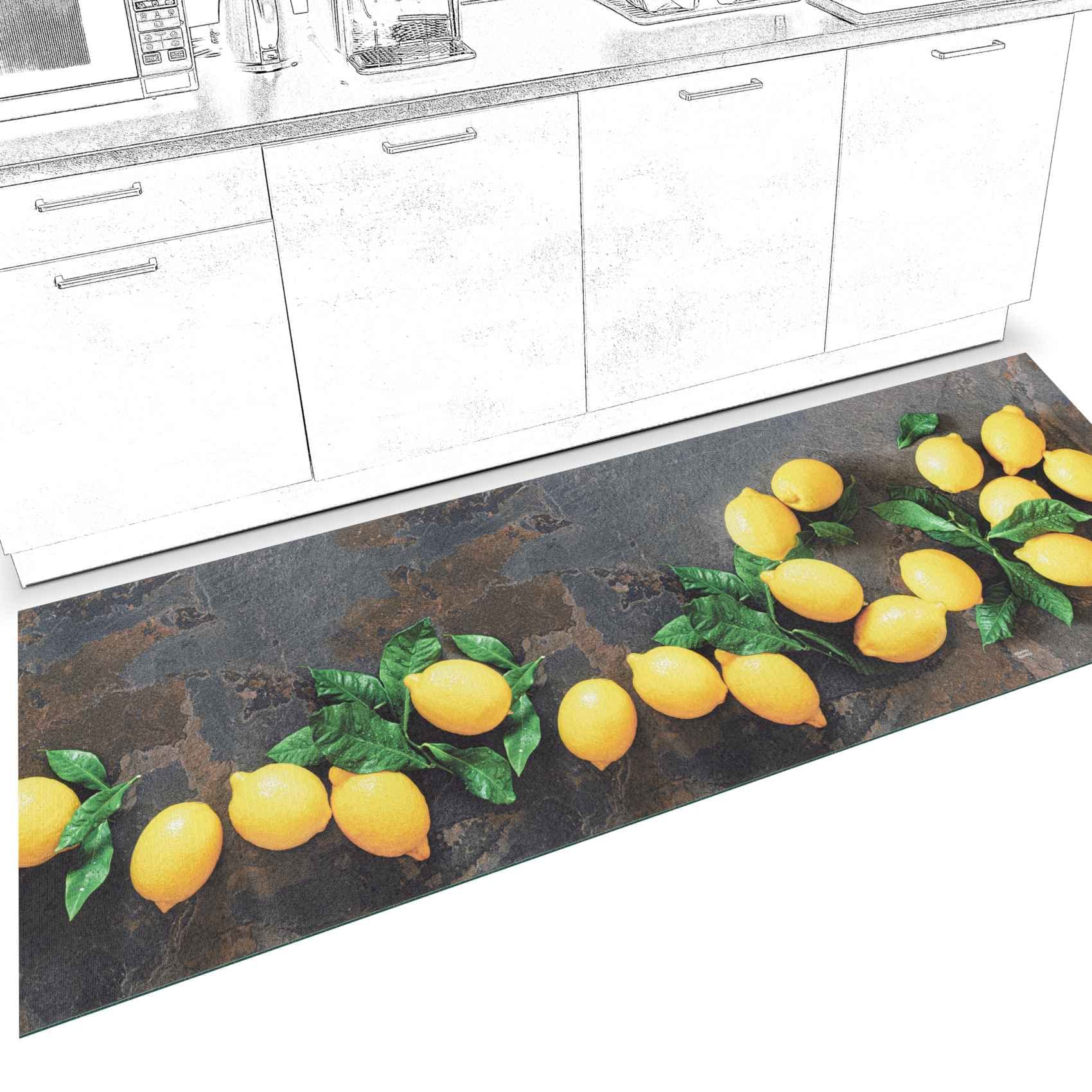 ANRO Küchenteppich Küchenläufer Teppich Läufer Küche waschbar rutschfest Limoncello Abwaschbar 300 x 52cm