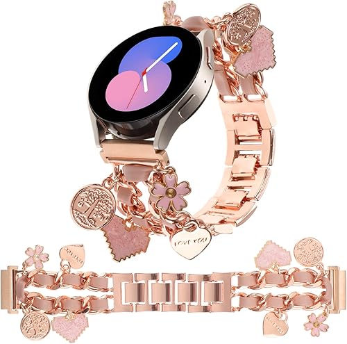 REALSIGN Elegante correa de reloj de metal de 0.787 pulgadas compatible con Samsung Galaxy Watch 6 5 4 401.732 in, Watch 4 Classic 421.811 in, Watch